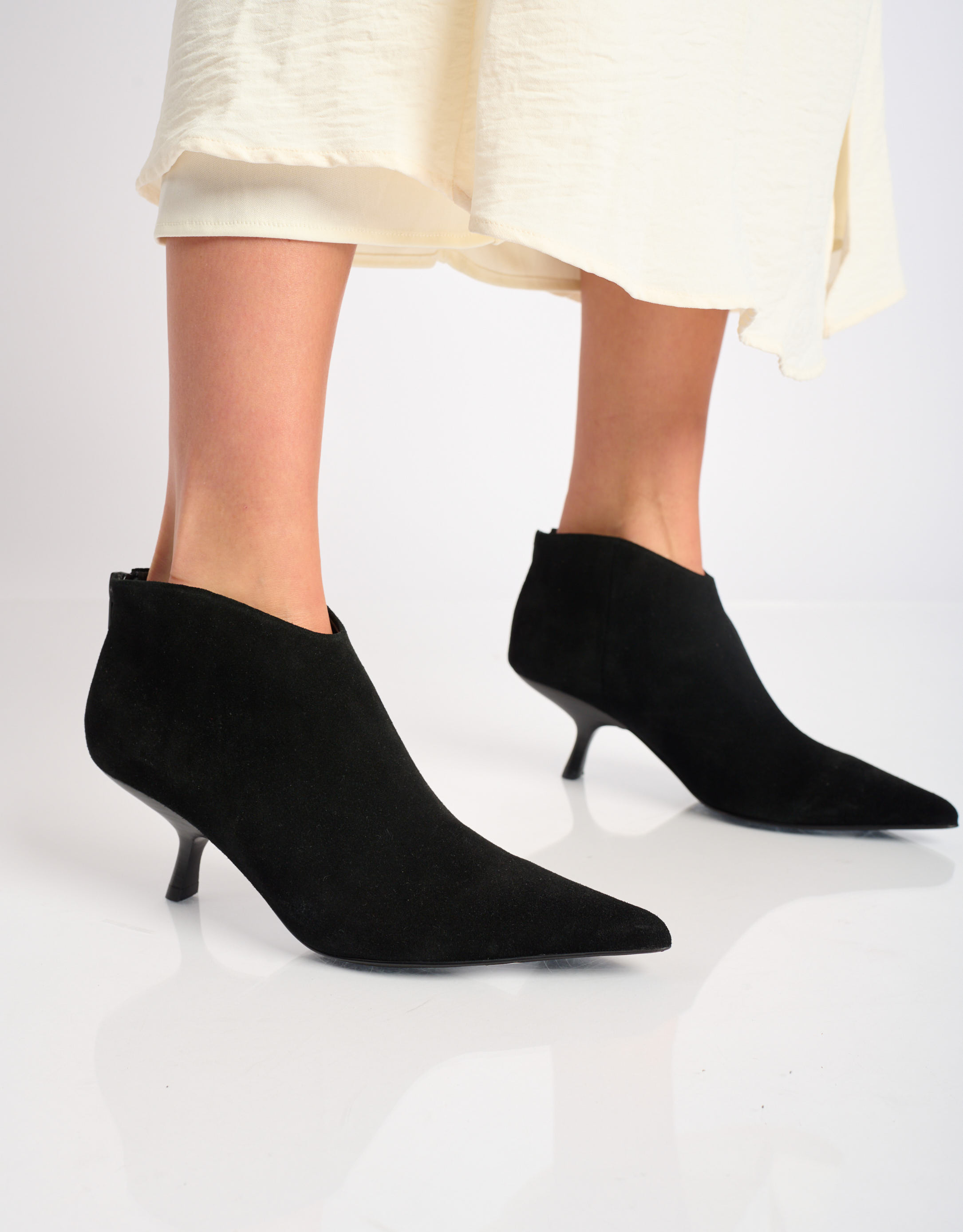 נעלי נשים - Jeffrey Campbell - מגפוני עקב מזמש HOOKED - שחור3