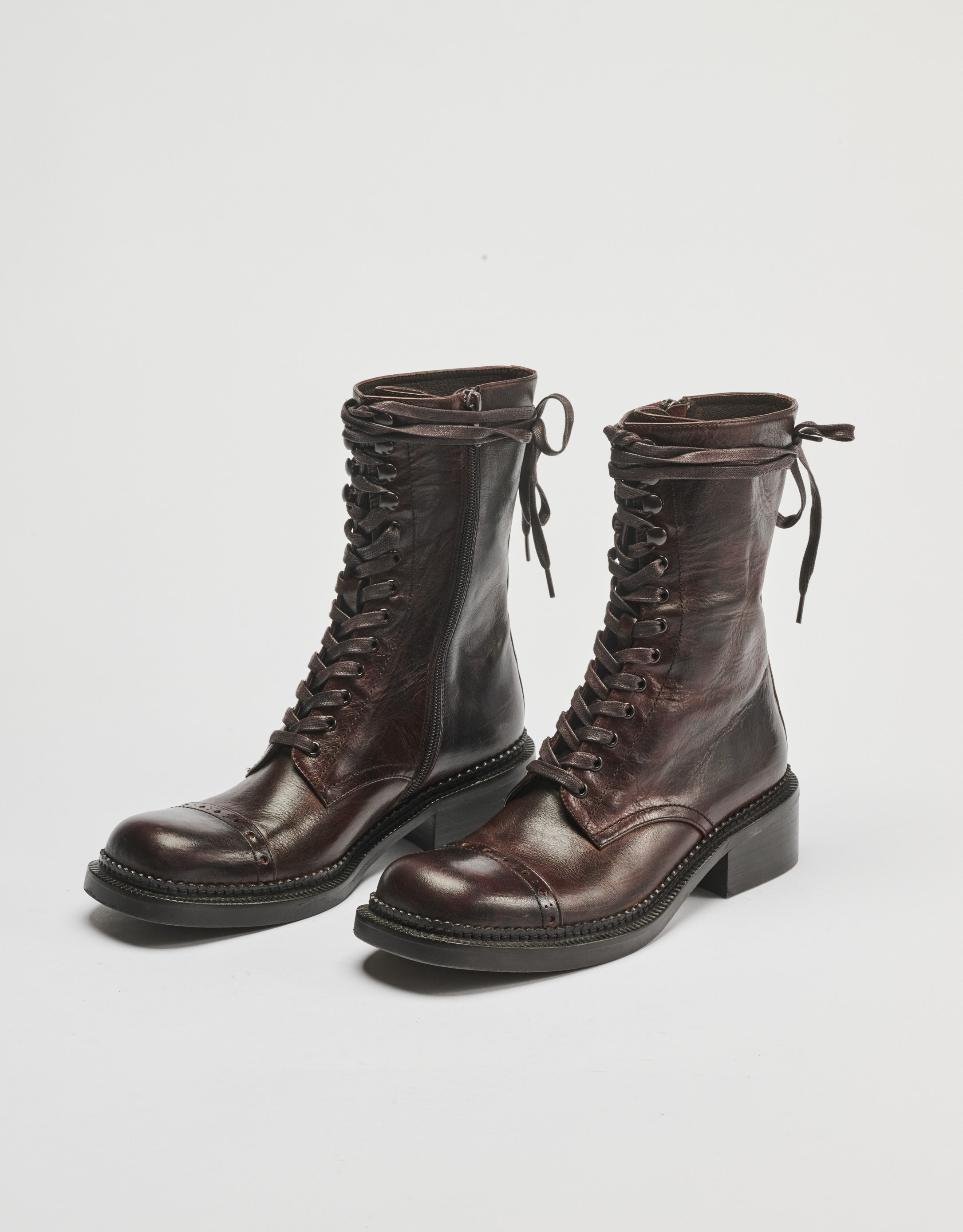 נעלי נשים - Jeffrey Campbell - מגפיים עם שרוכים LONDON - חום4