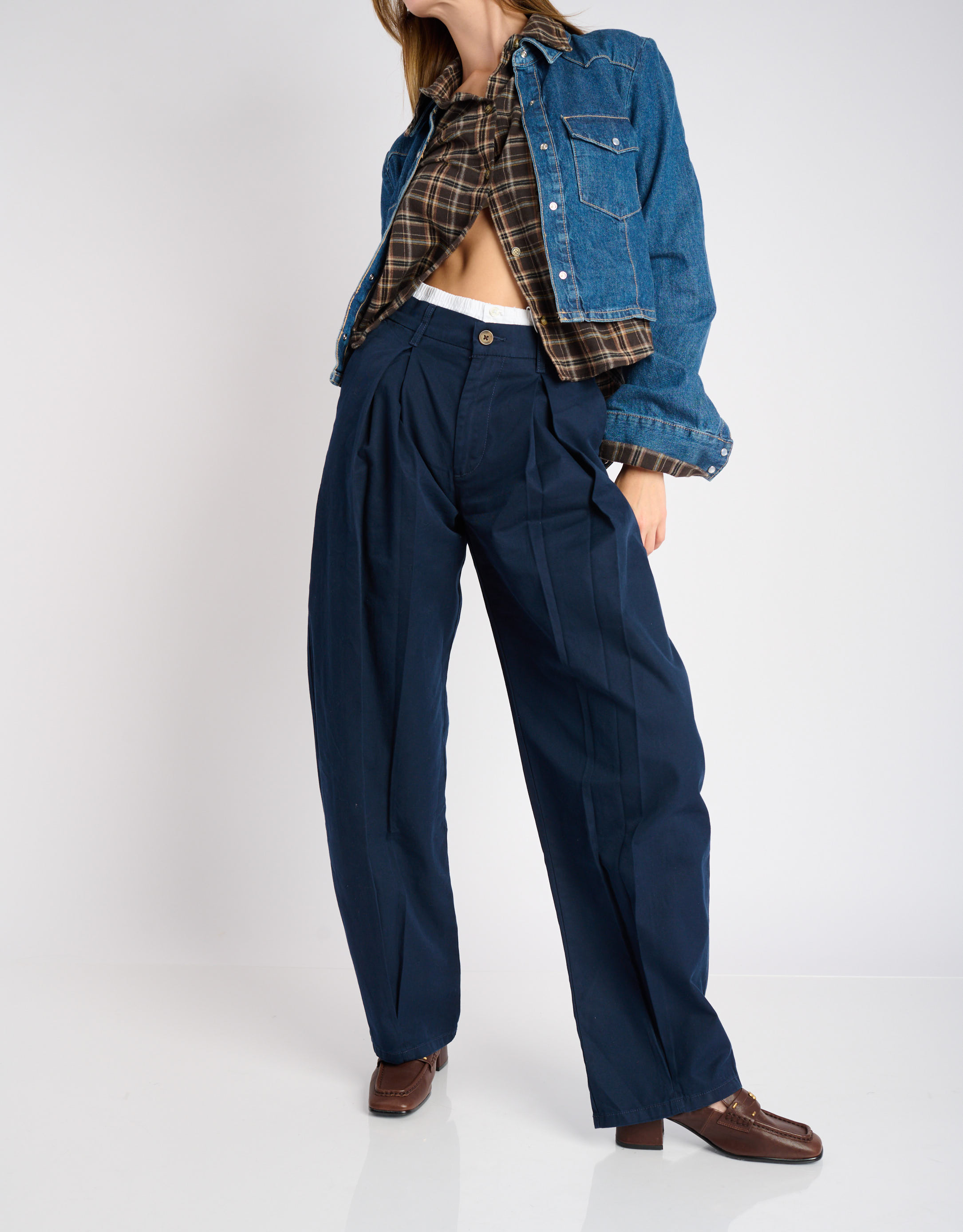 נעלי נשים -  - נעלי מוקסין עם עקב DALIA - חום כהה2