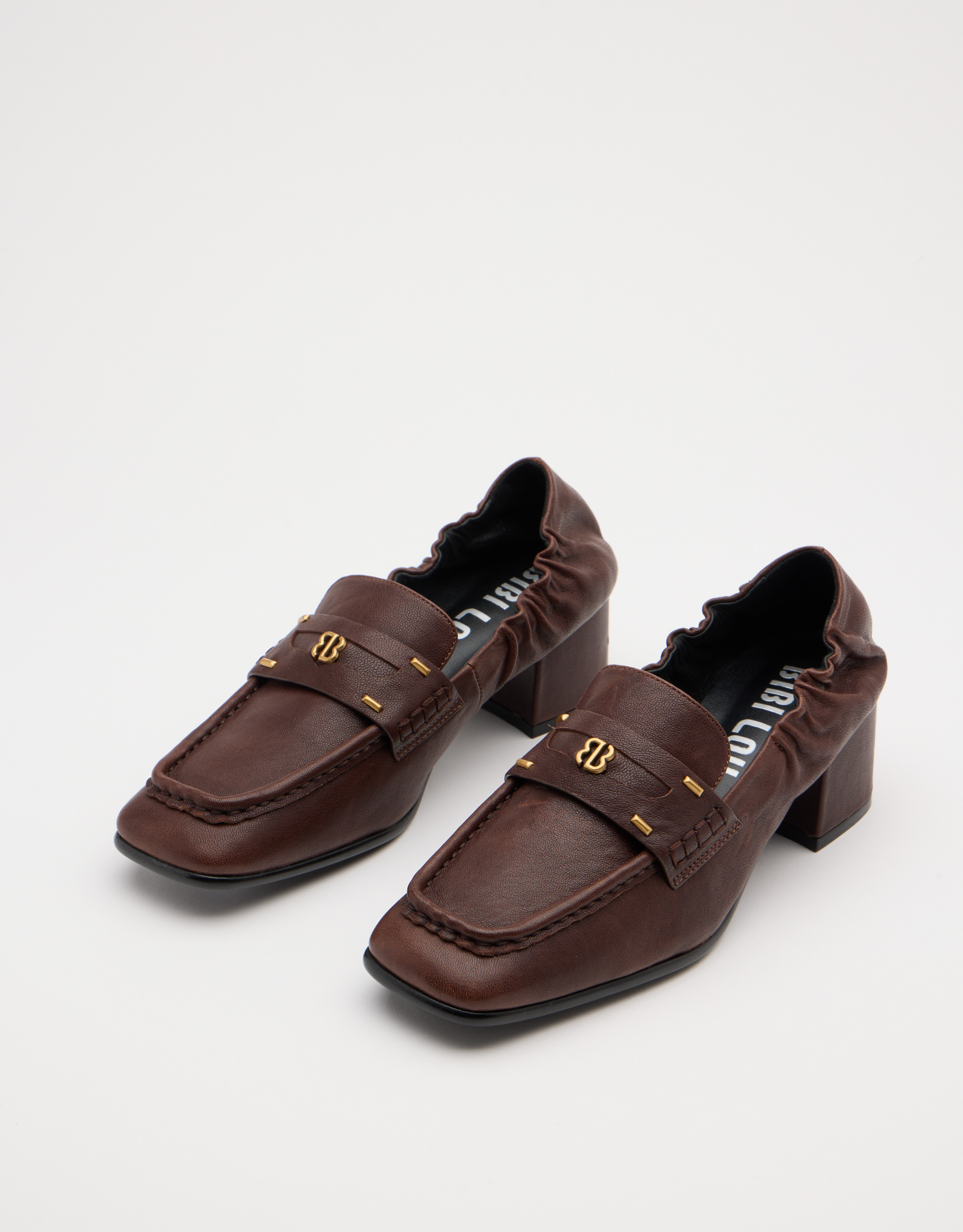 נעלי נשים -  - נעלי מוקסין עם עקב DALIA - חום כהה4