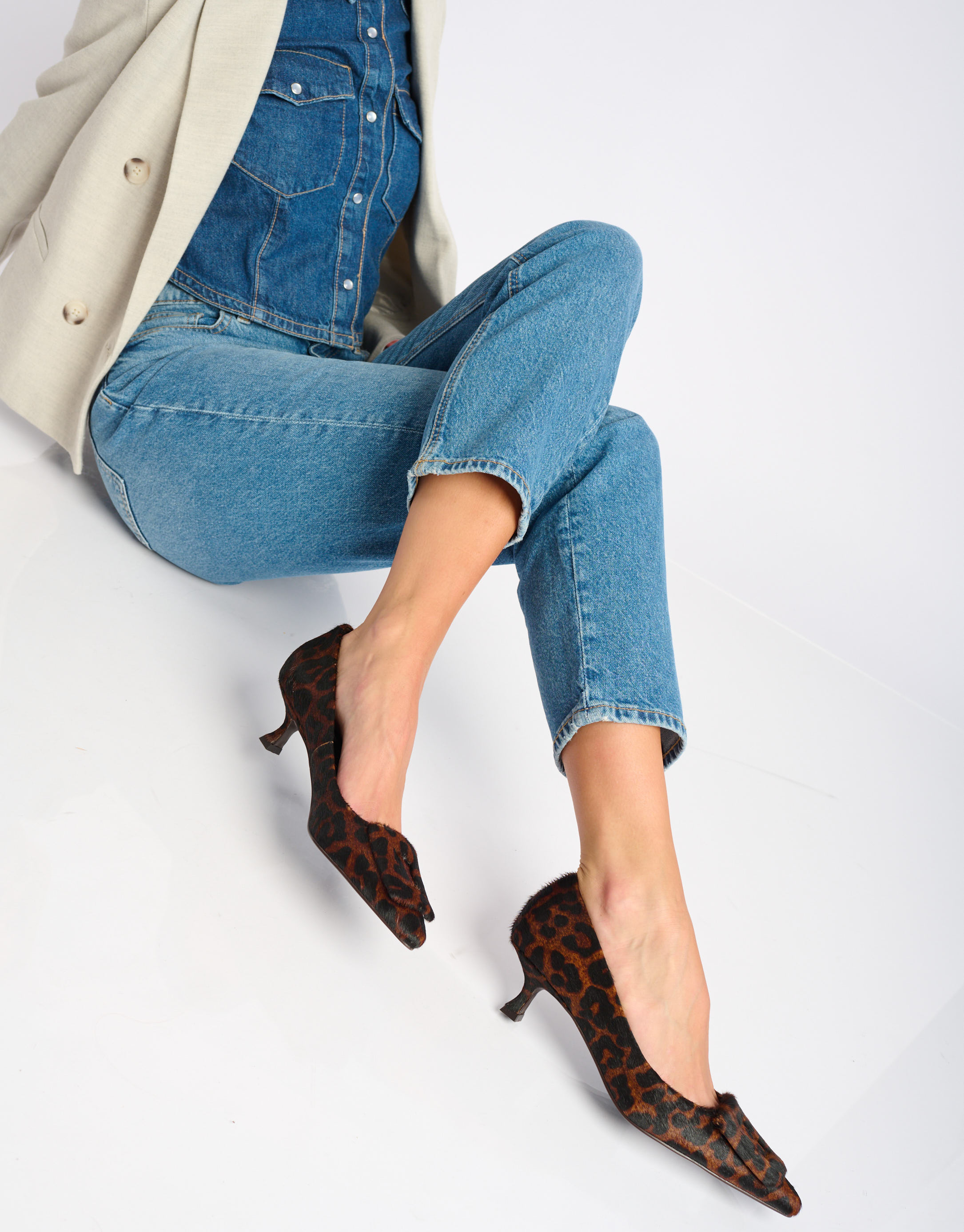 נעלי נשים -  - נעלי עקב עם הדפס BONNIE - נמר1