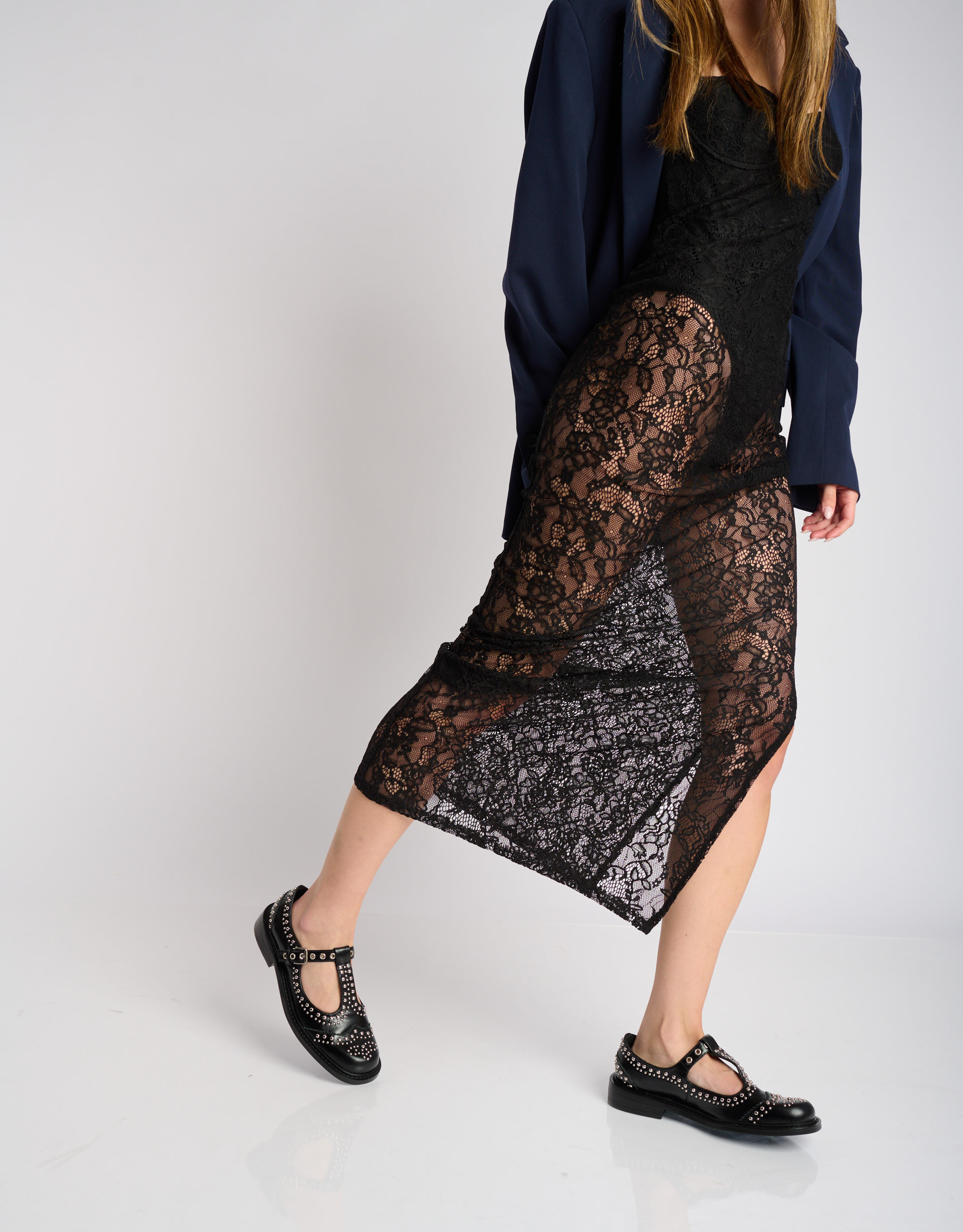 נעלי נשים -  - נעלי בובה עם ניטים ANKA - שחור2