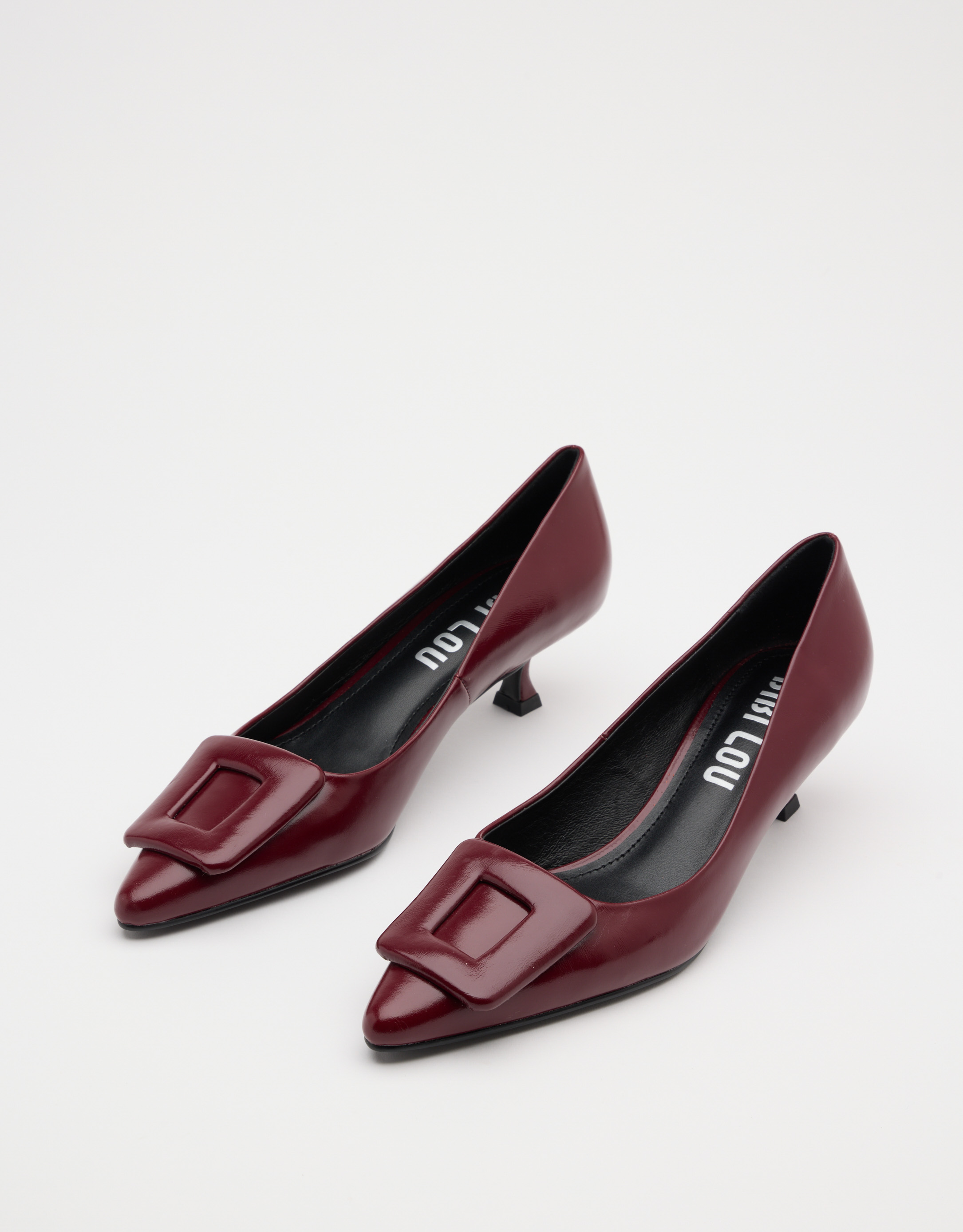 נעלי נשים -  - נעלי סירה עם עקב BONNIE - בורדו2