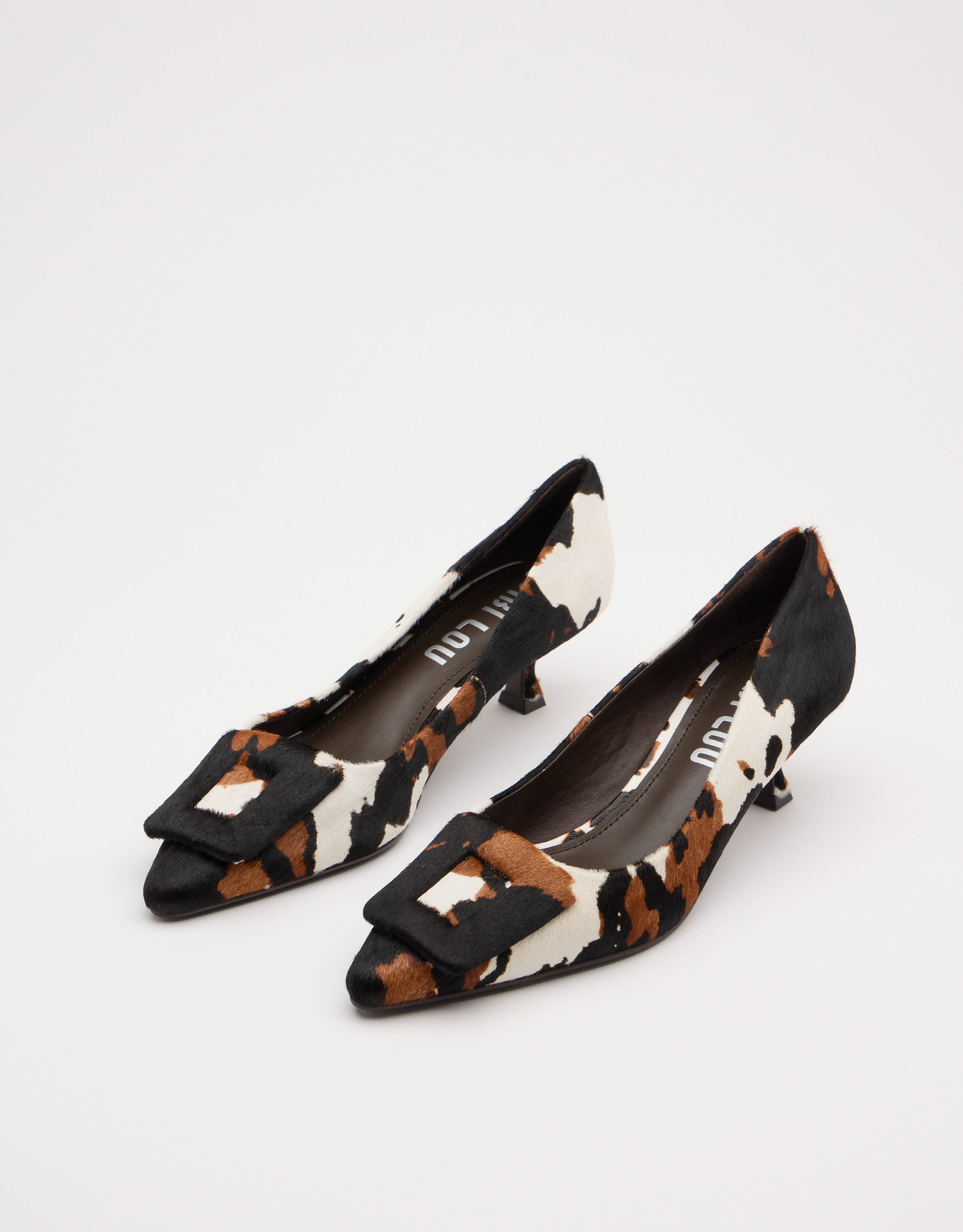 נעלי נשים -  - נעלי עקב עם הדפס BONNIE - לבן   חום2