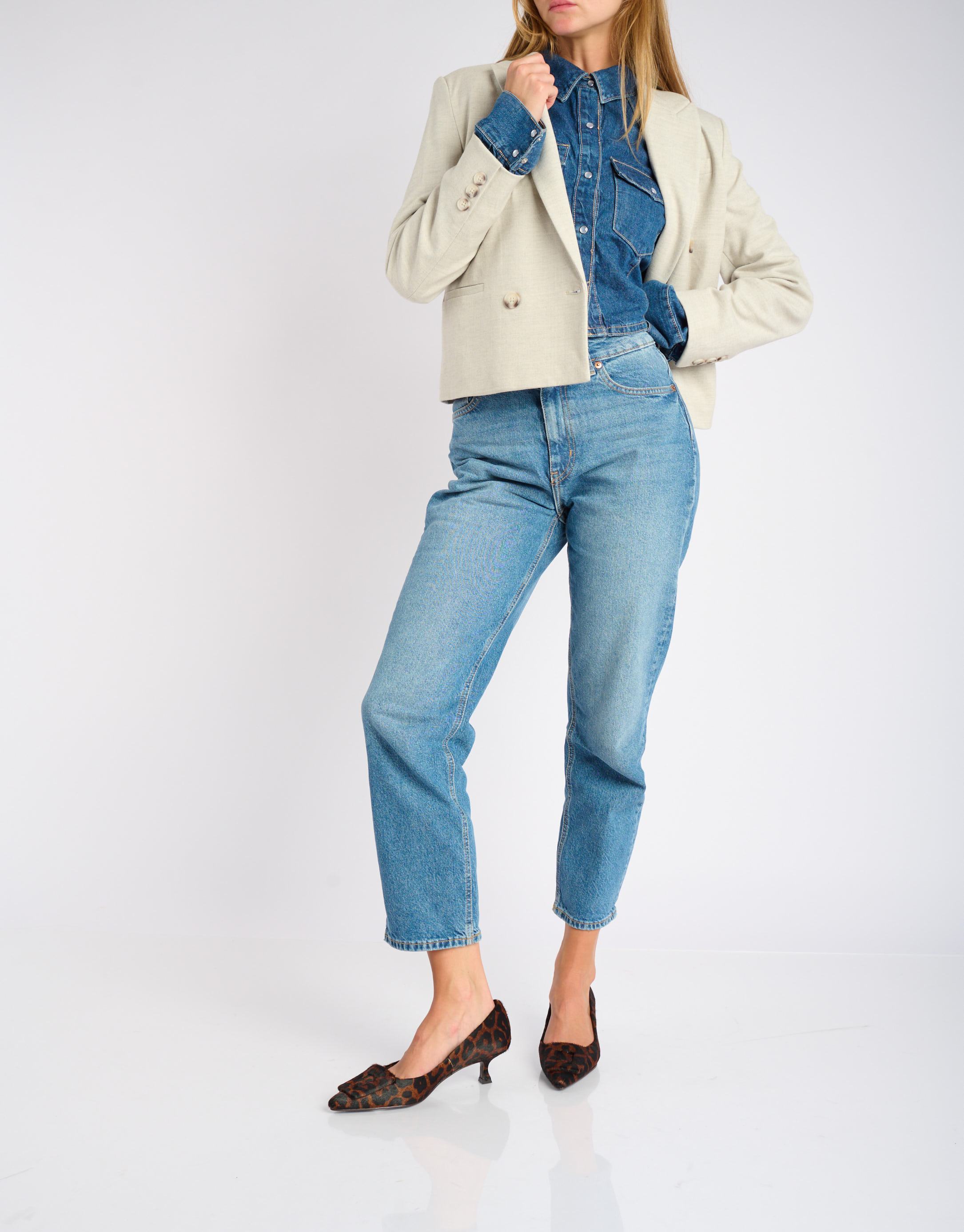 נעלי נשים -  - נעלי עקב עם הדפס BONNIE - נמר3