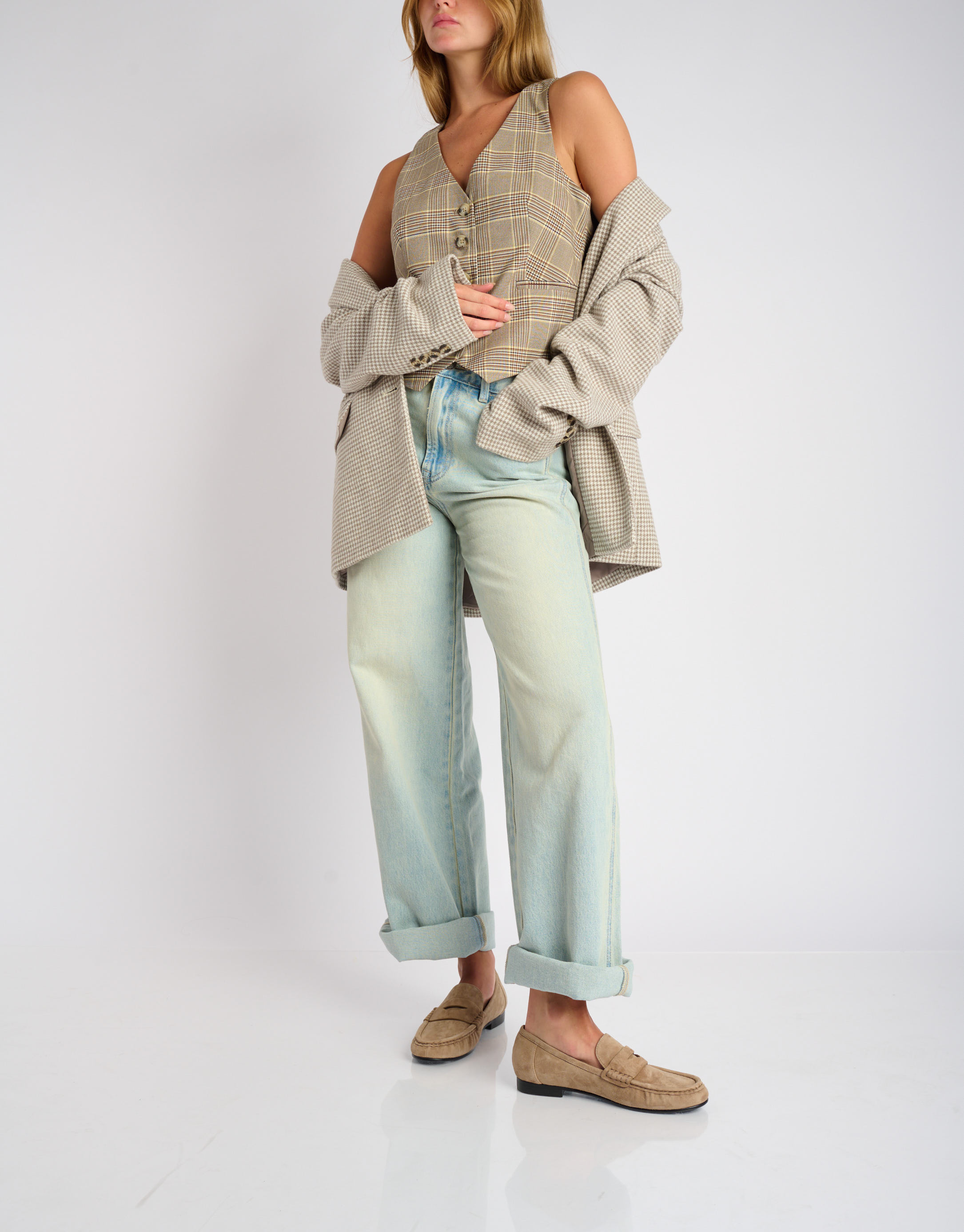 נעלי נשים -  - נעלי מוקסין זמש LYRA - בז'3