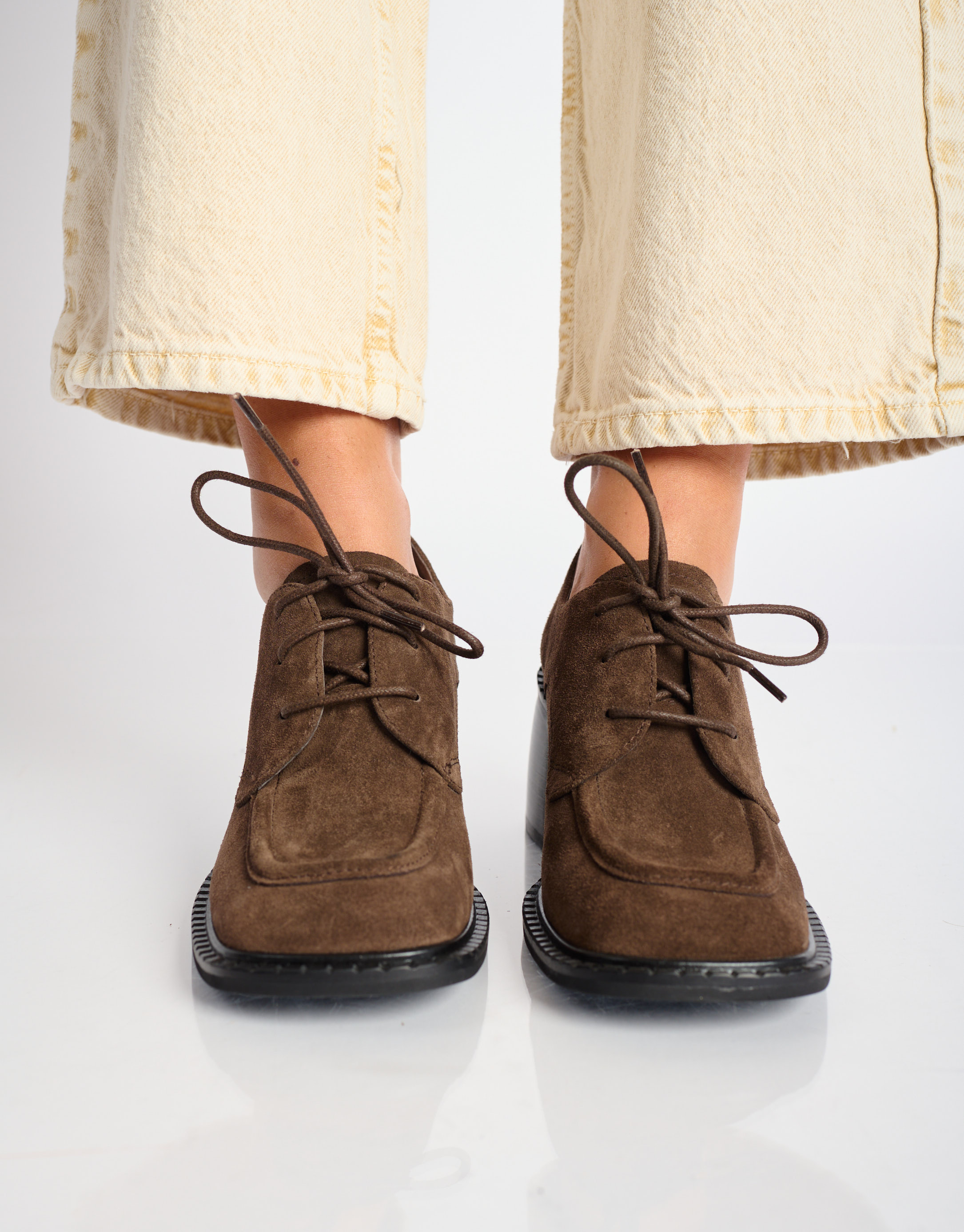 נעלי נשים - Jeffrey Campbell - נעלי זמש עם עקב DEMITRI - חום כהה2