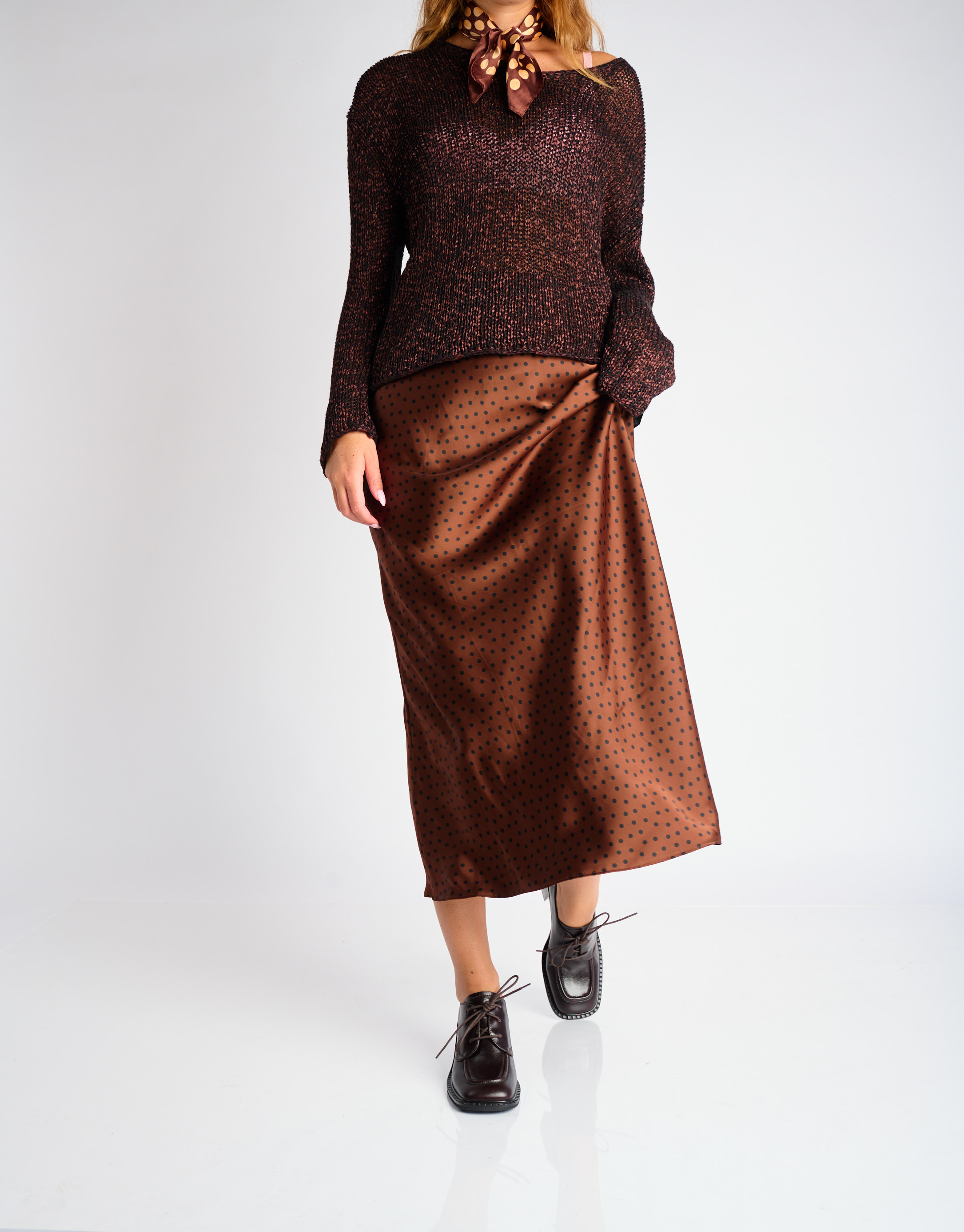 נעלי נשים - Jeffrey Campbell - נעלי עור עם עקב DEMITRI - חום כהה2