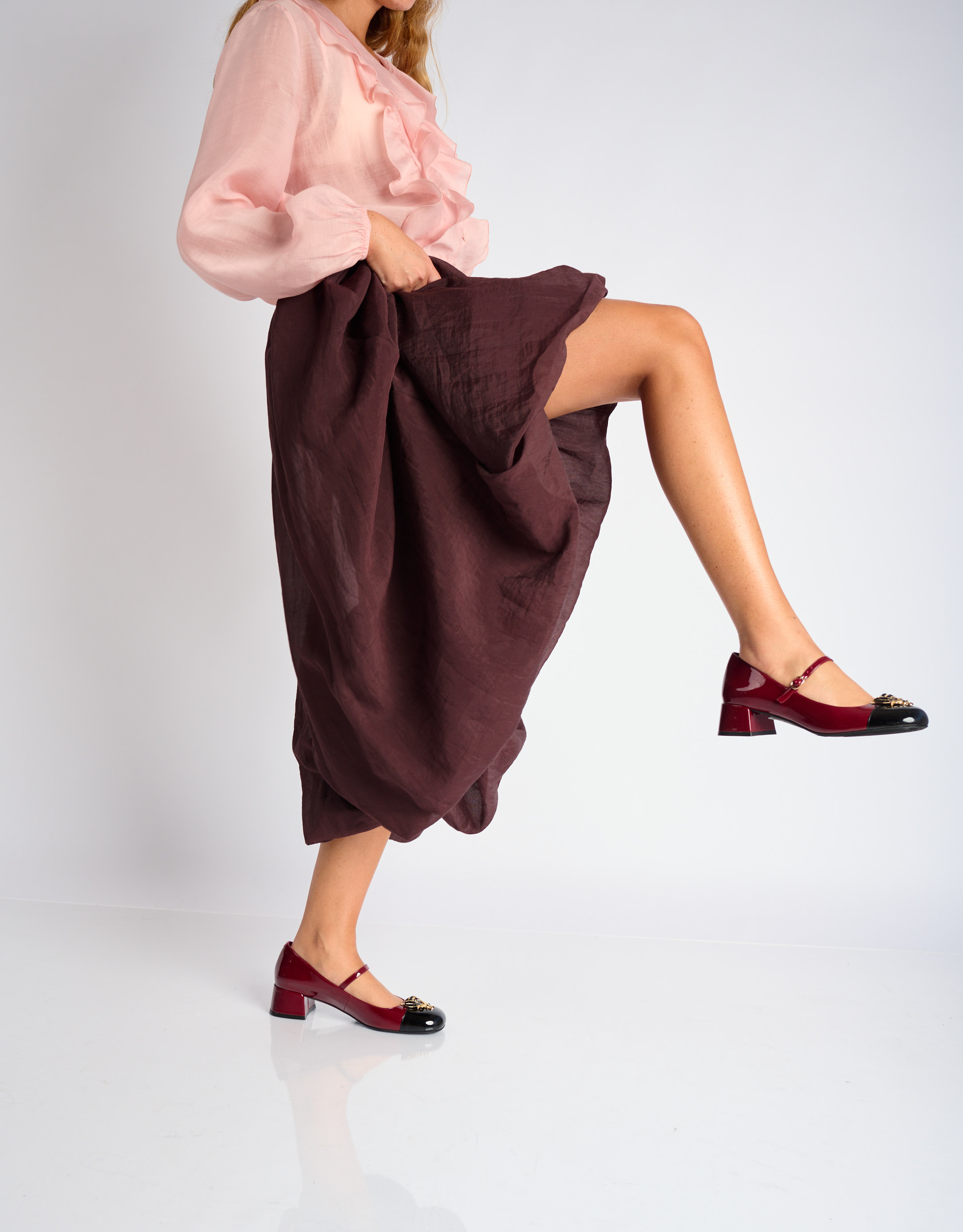 נעלי נשים - Jeffrey Campbell - נעלי בובה JITTERBURG - בורדו2