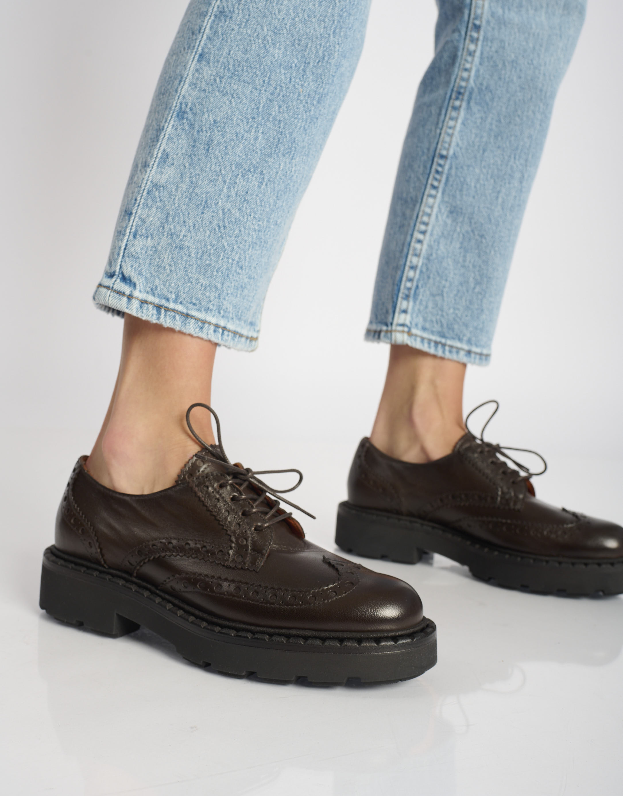 נעלי נשים - Mjus - נעליים עם שרוכים REBECCA - חום כהה3