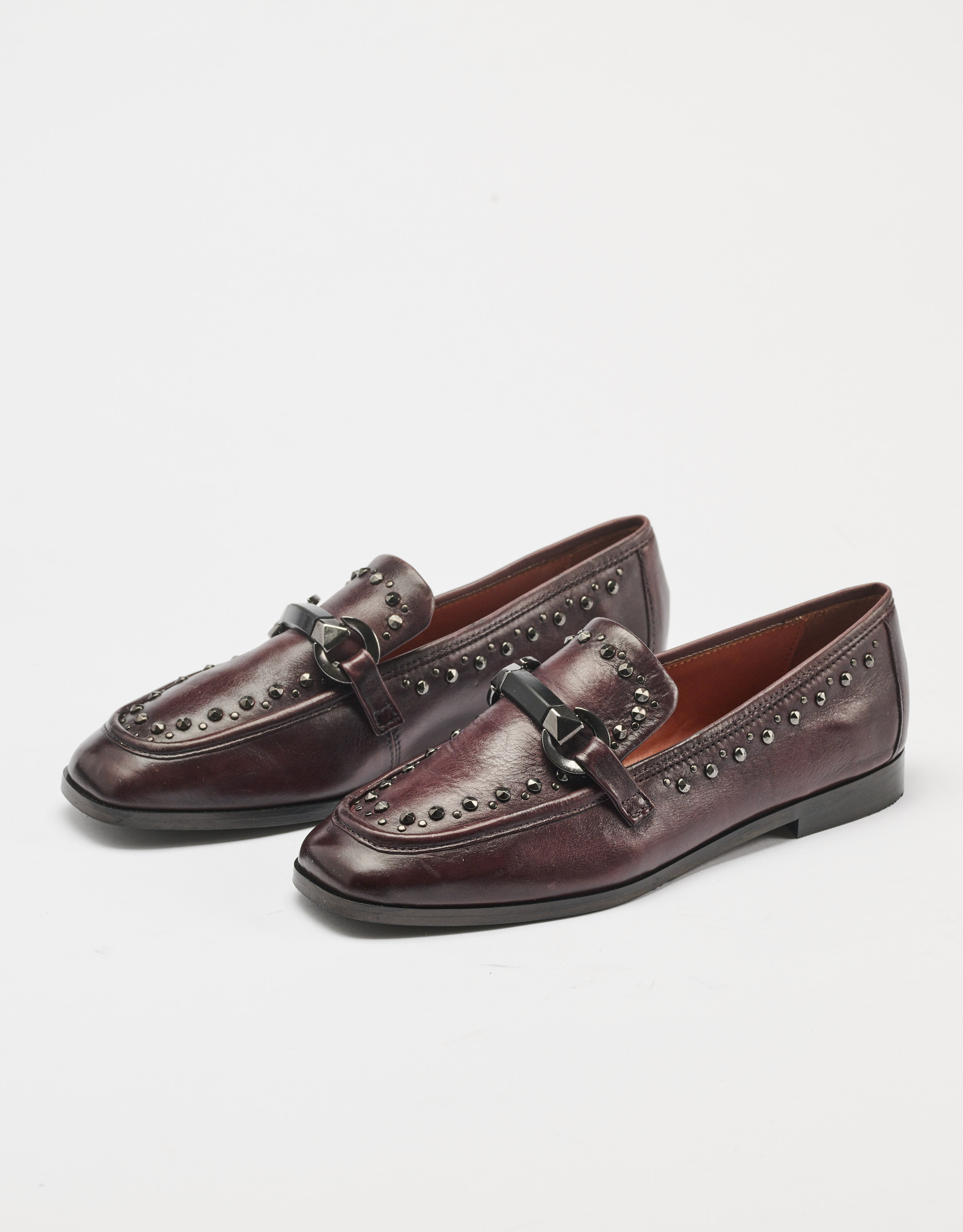 נעלי נשים - Mjus - מוקסינים VOLTERRA  ניטים - בורדו4