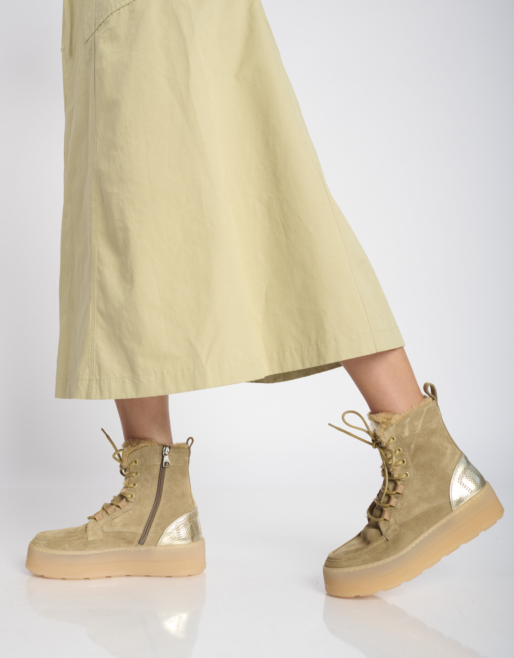 נעלי נשים - Mjus - סניקרס זמש גבוהות LURDES - בז'1