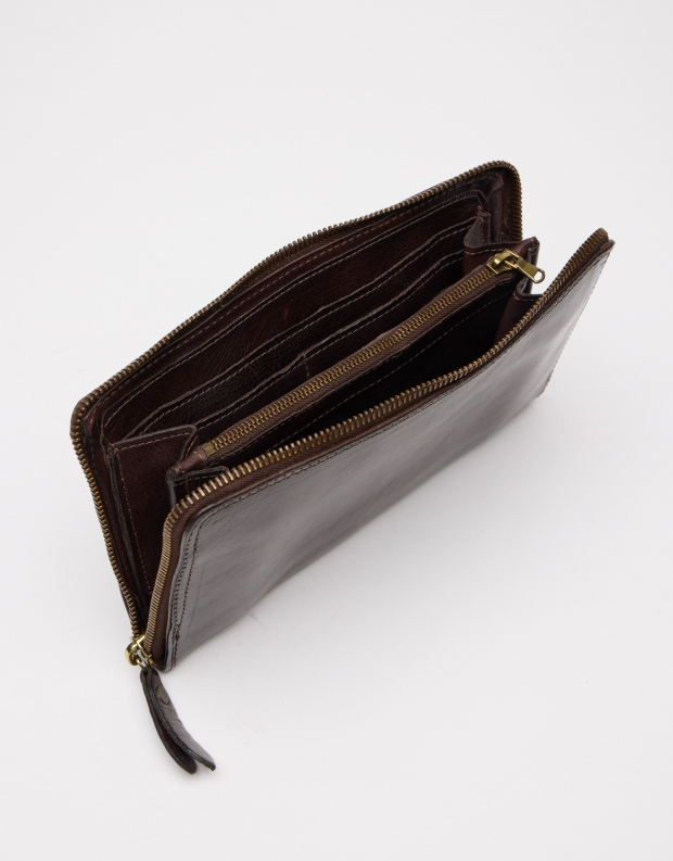 נעלי נשים - A.S. 98 - ארנק עור מלבני גדול - חום כהה