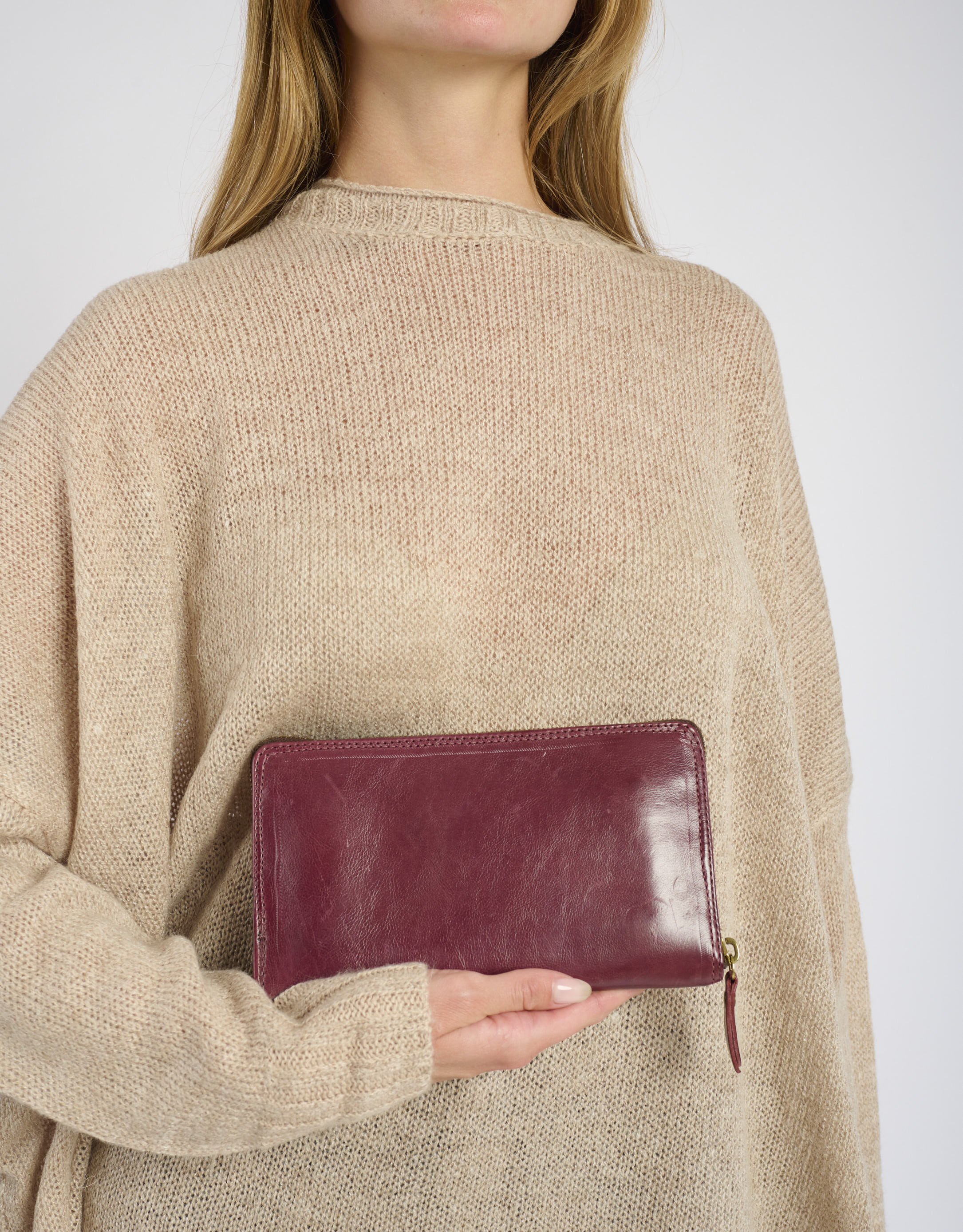 נעלי נשים - A.S. 98 - ארנק עור מלבני גדול - בורדו2