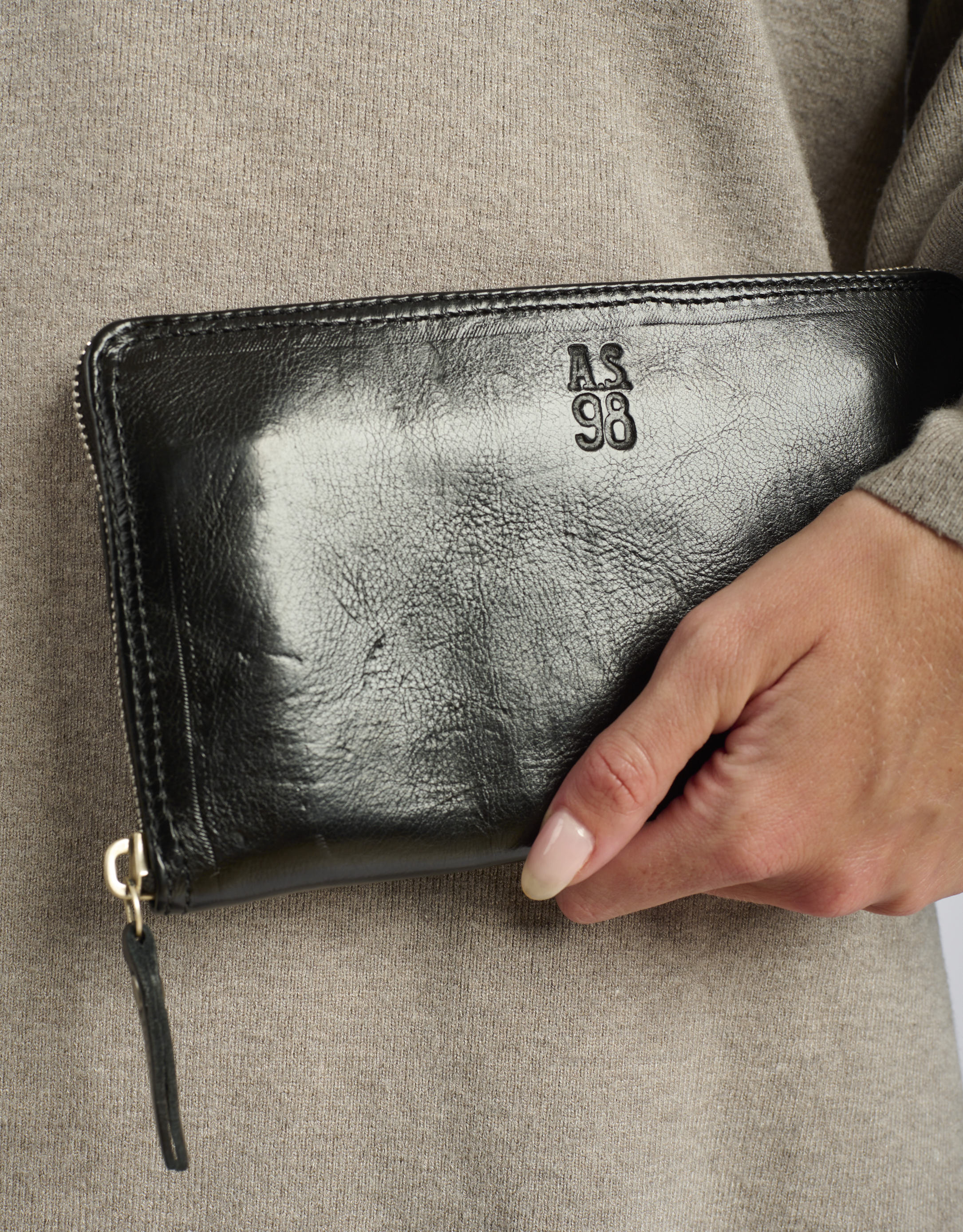 נעלי נשים - A.S. 98 - ארנק עור מלבני גדול - שחור4