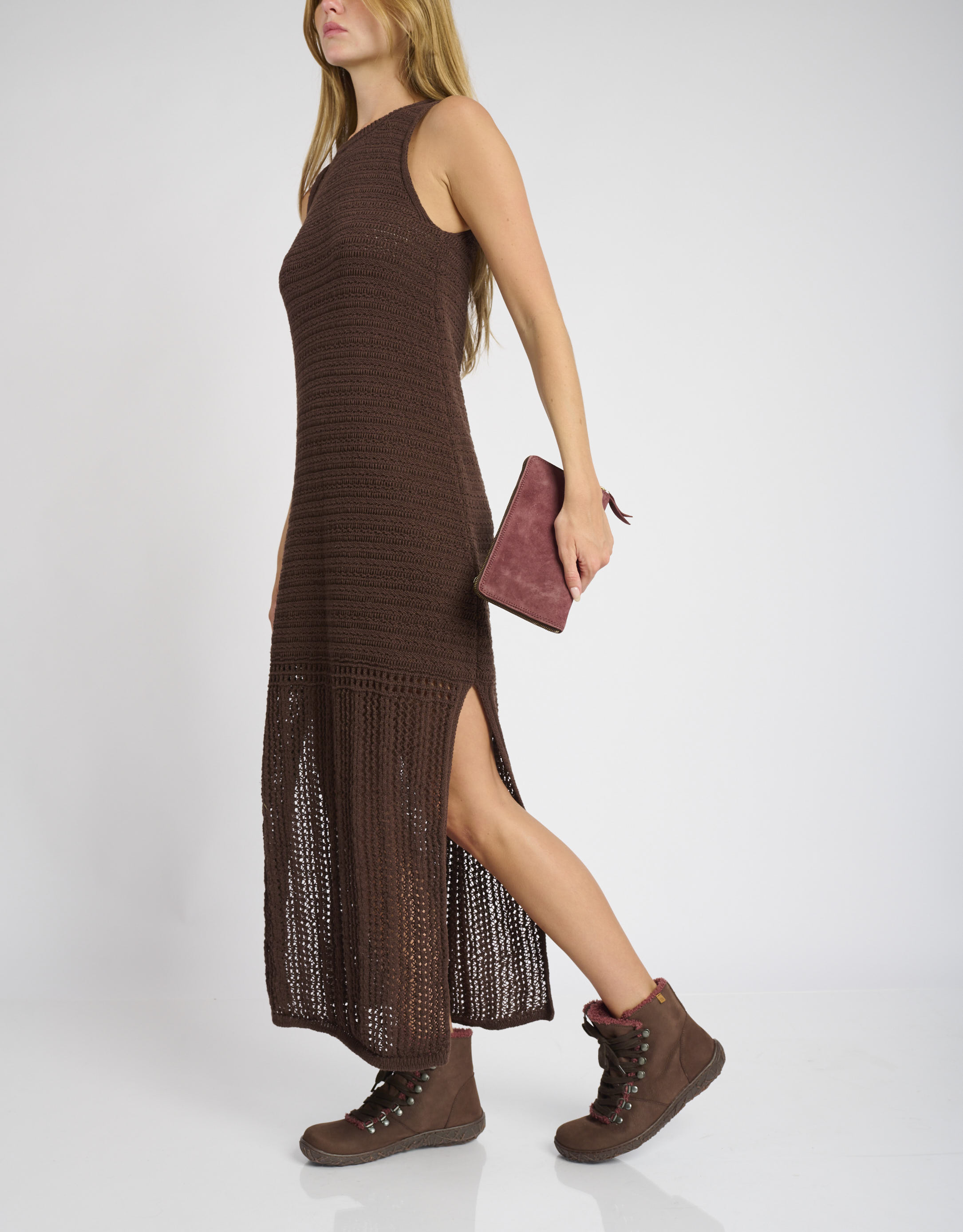 נעלי נשים - A.S. 98 - ארנק זמש מלבני גדול - בורדו2