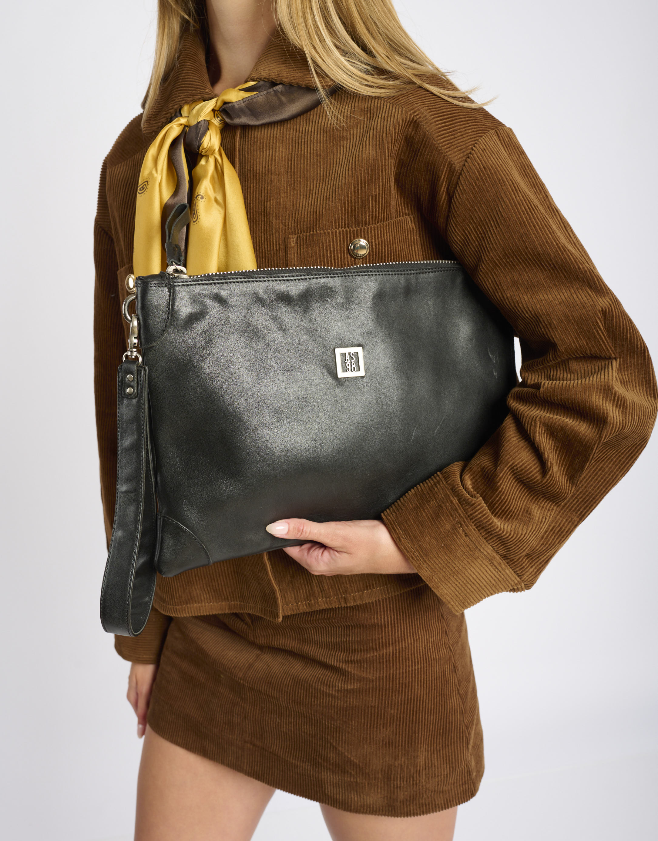 נעלי נשים - A.S. 98 - תיק קלאטצ' עם רצועה ROMA - שחור3