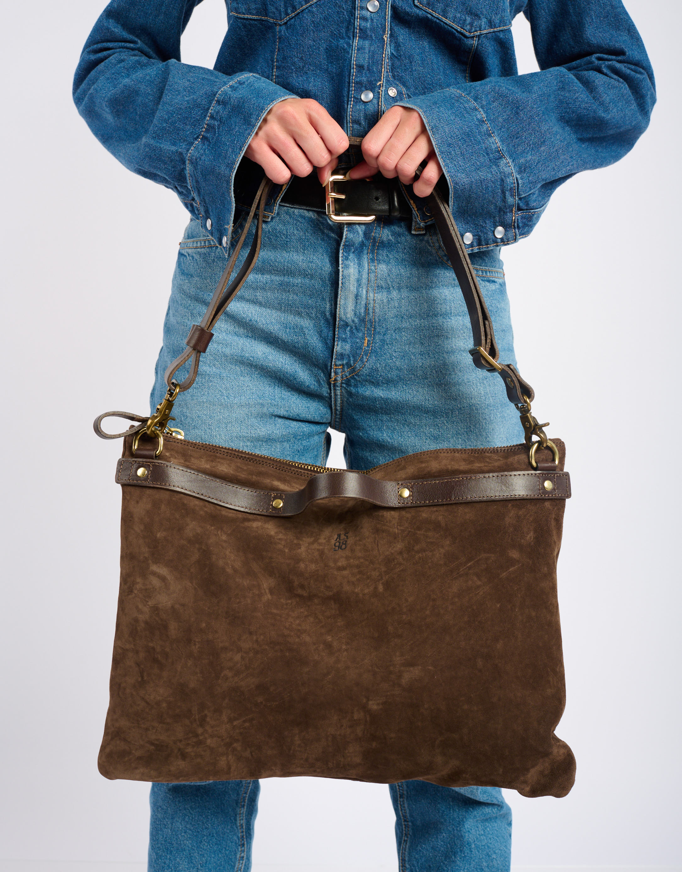 נעלי נשים - A.S. 98 - תיק לולאות מזמש MILANA - חום כהה1