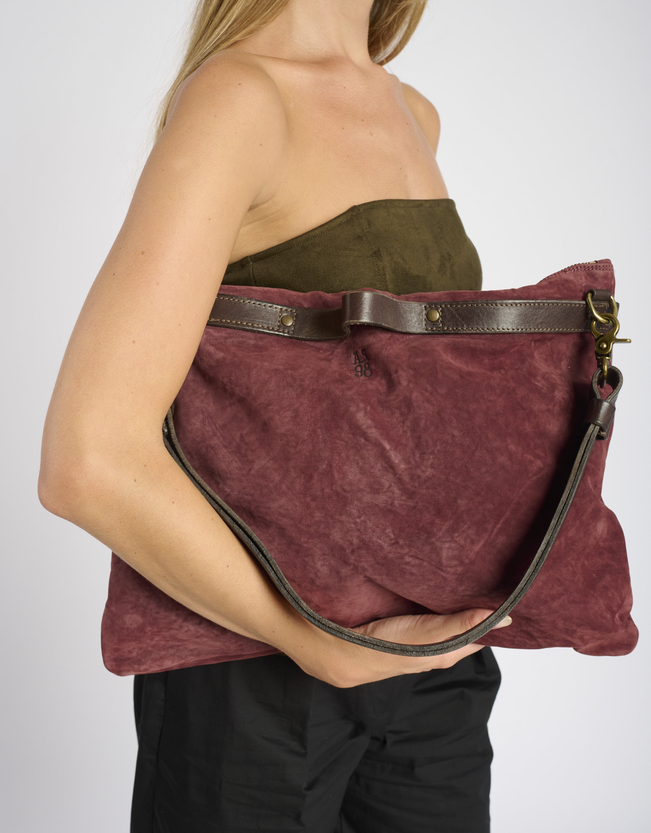 נעלי נשים - A.S. 98 - תיק לולאות מזמש MILANA - בורדו1