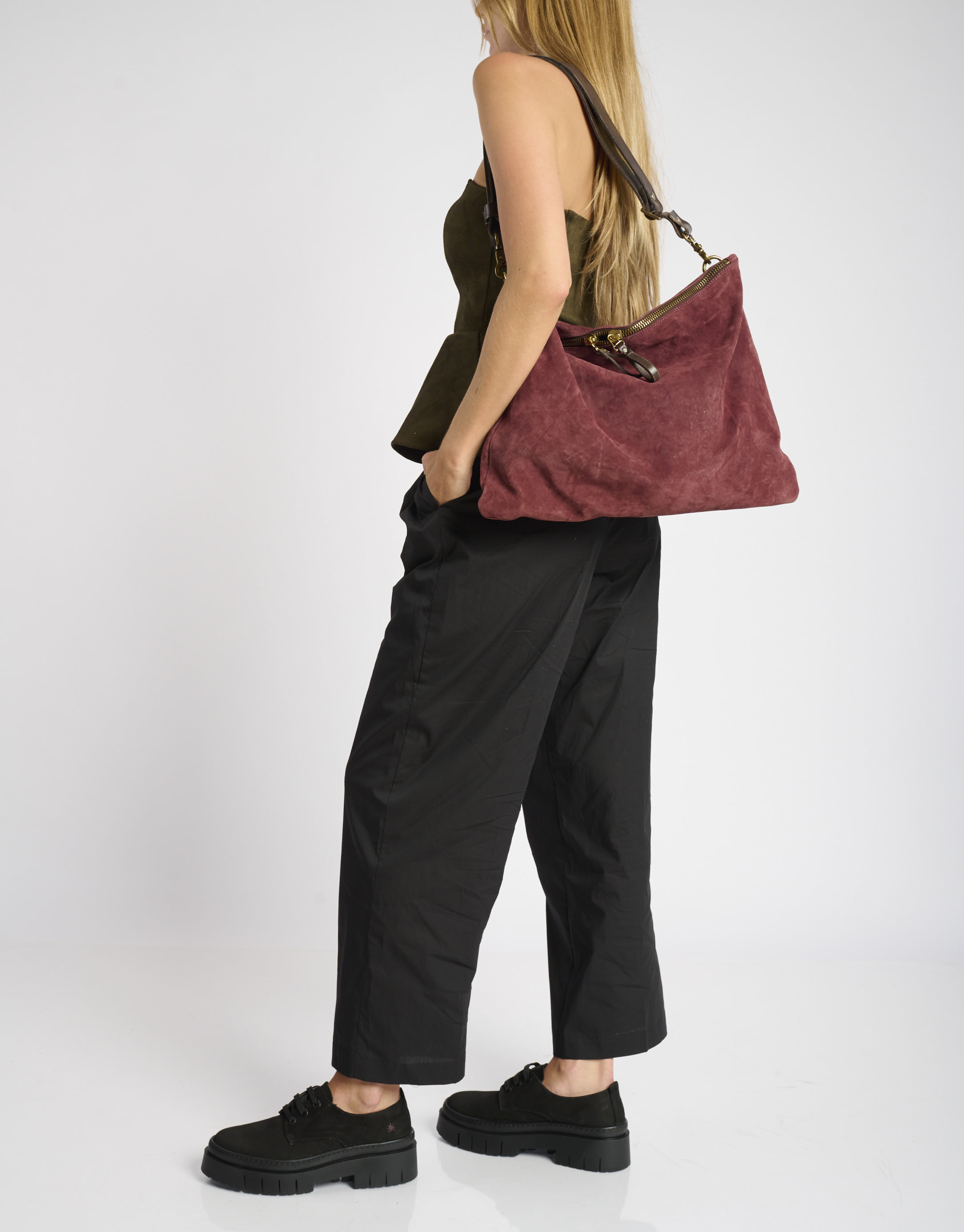 נעלי נשים - A.S. 98 - תיק לולאות מזמש MILANA - בורדו2