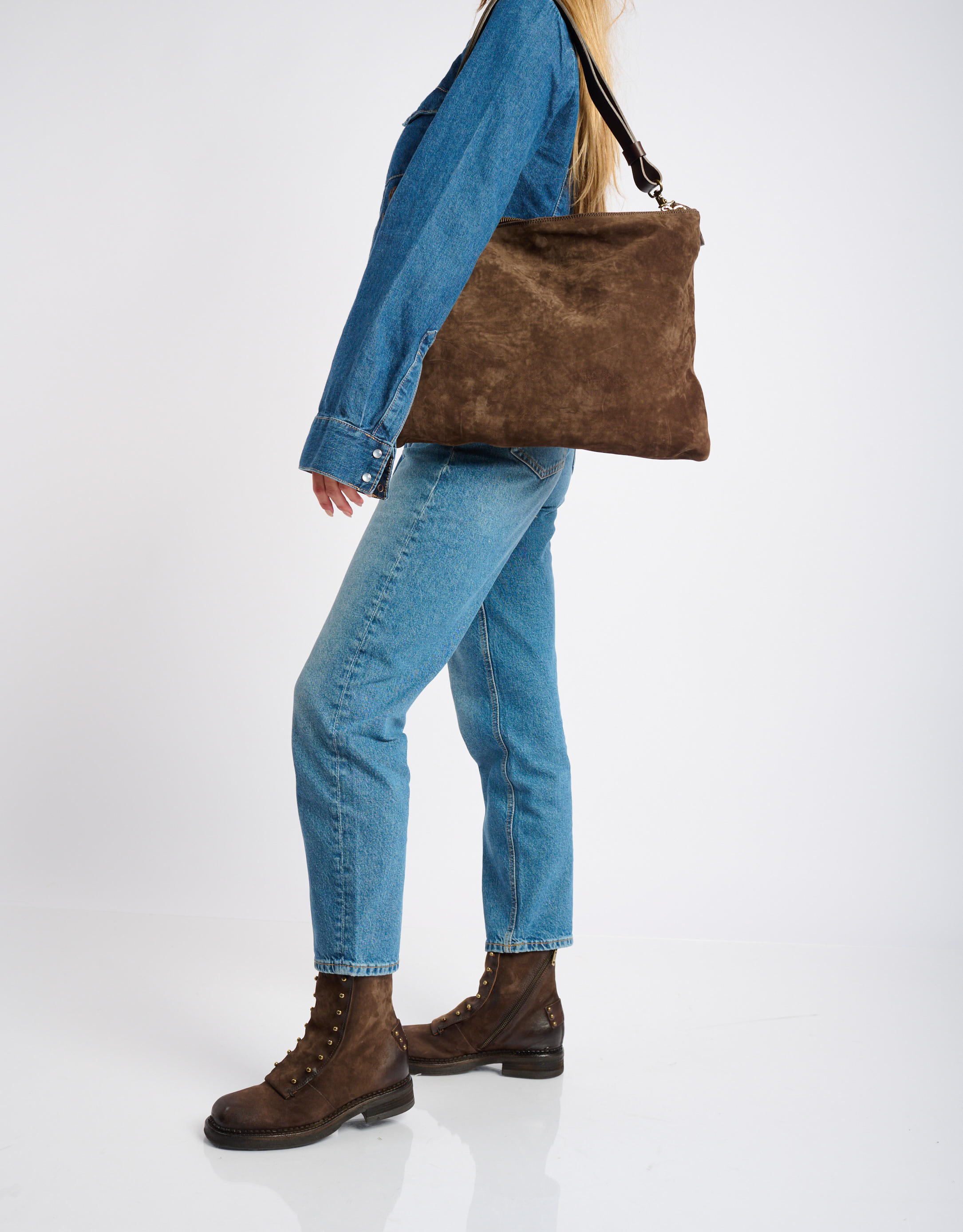 נעלי נשים - A.S. 98 - תיק לולאות מזמש MILANA - חום כהה4