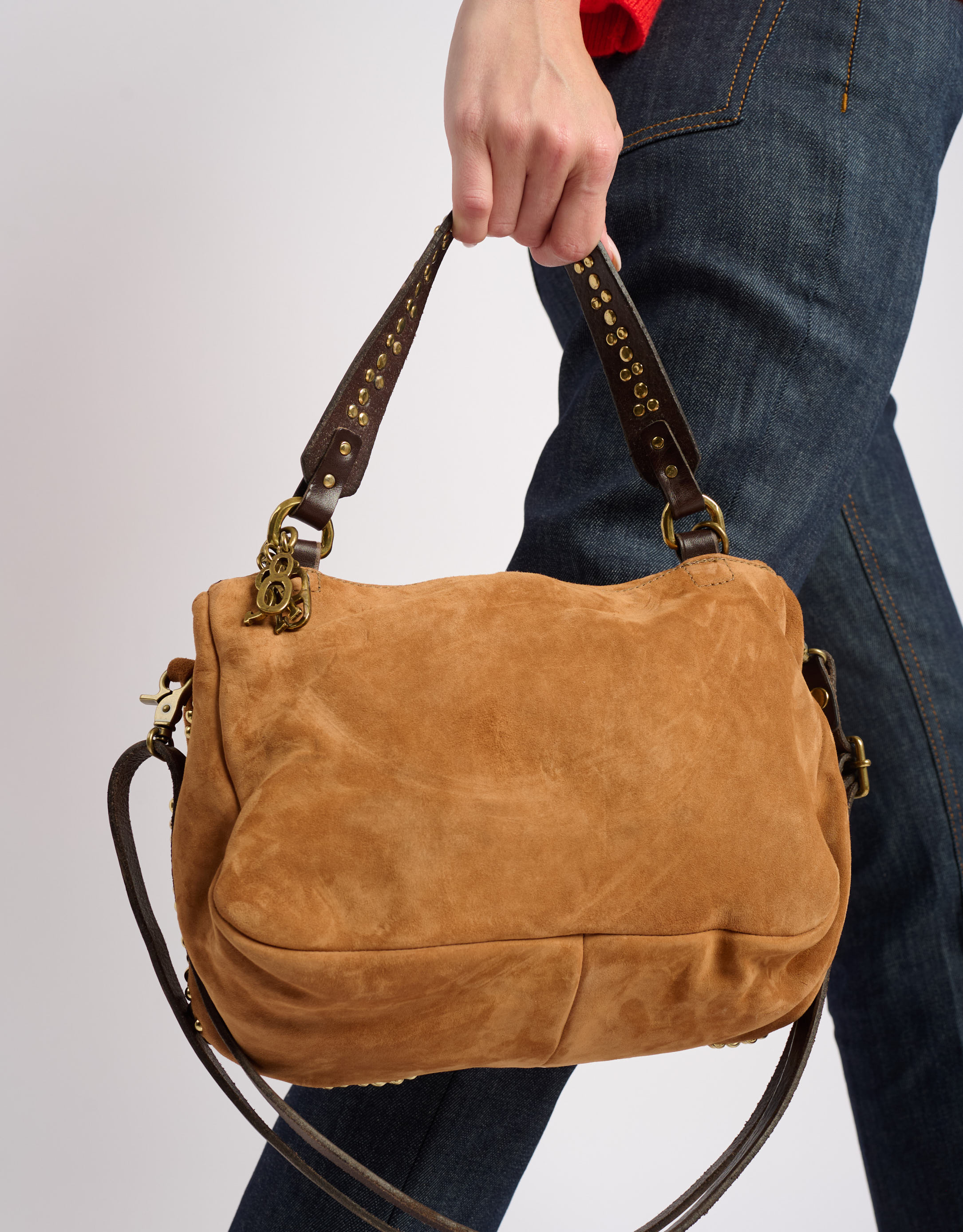 נעלי נשים - A.S. 98 - תיק  זמש קטן שרשרת - קאמל3