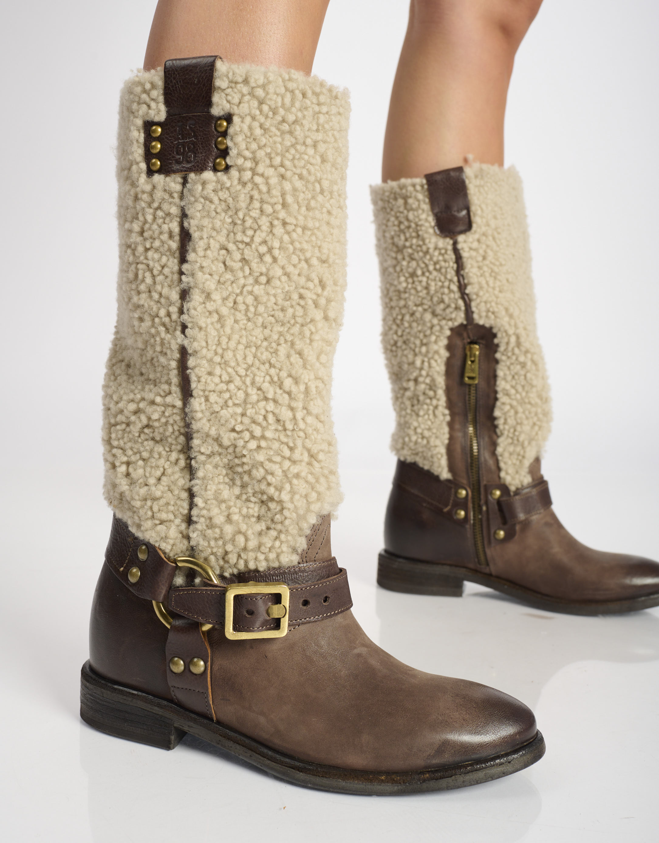 נעלי נשים - A.S. 98 - מגפיים עם פרווה ISOLA - חום3