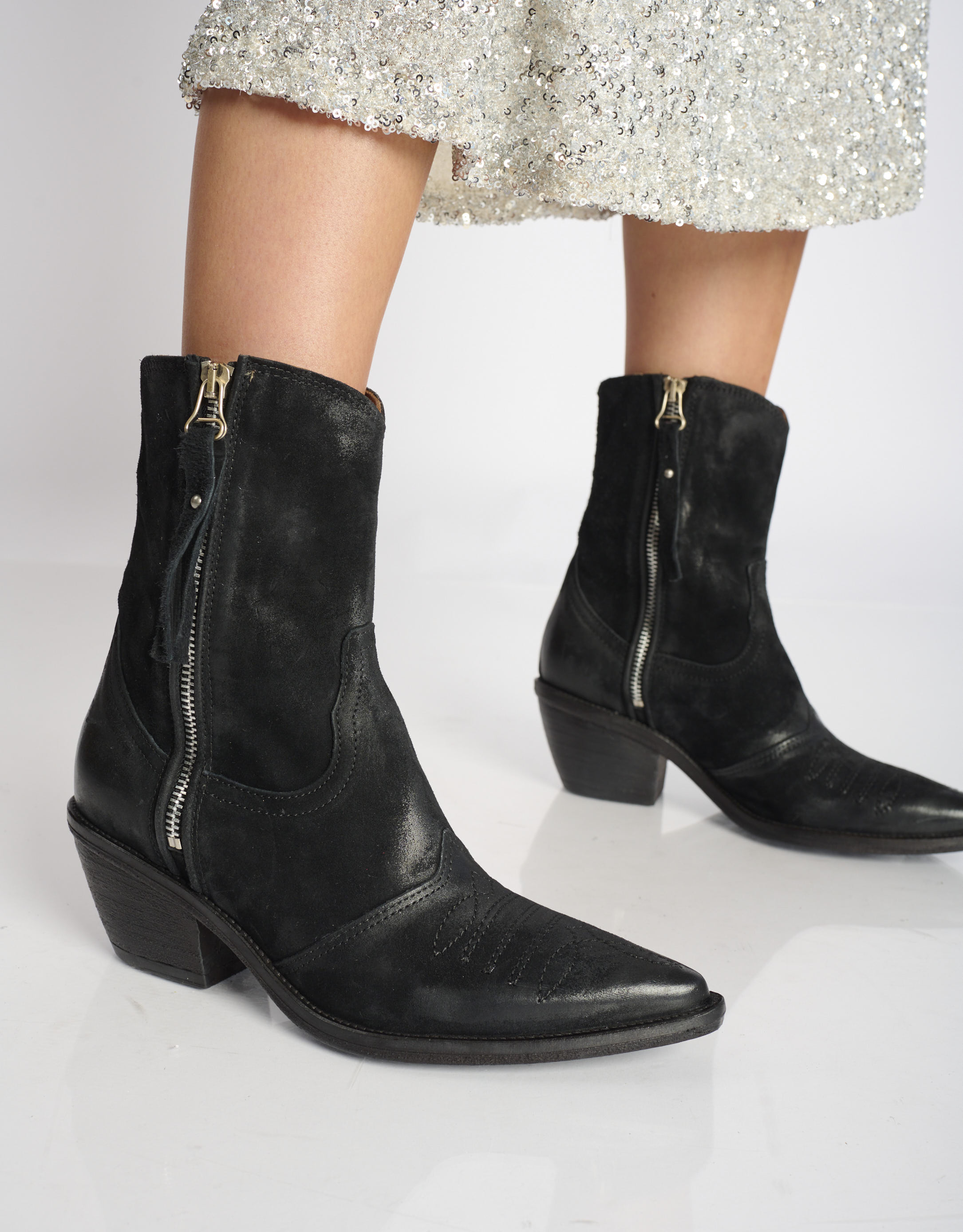 נעלי נשים - A.S. 98 - מגפוני נובוק COUNTRY - שחור4