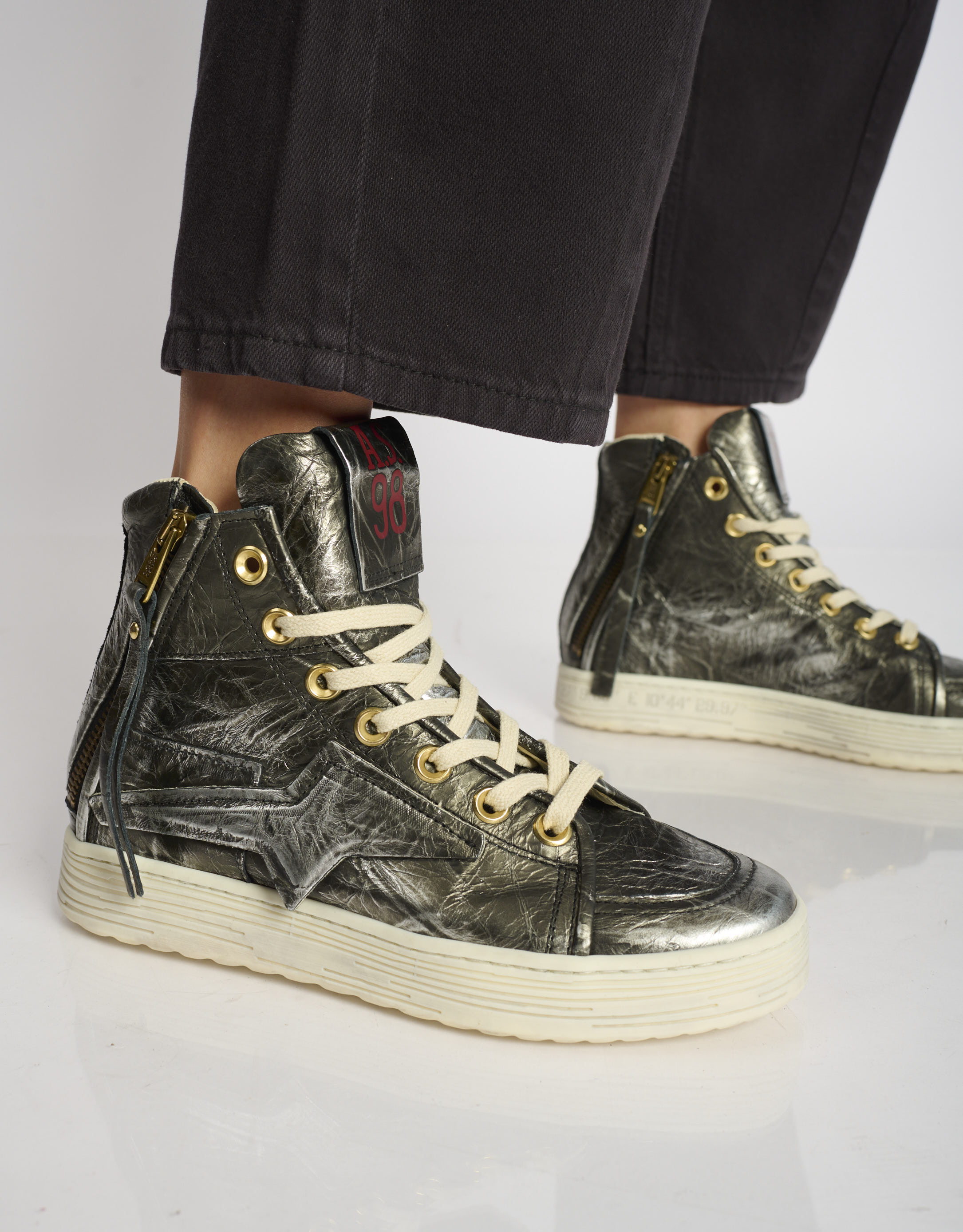 נעלי נשים - A.S. 98 - סניקרס גבוהות ASZEPPA - אפור מטאלי2