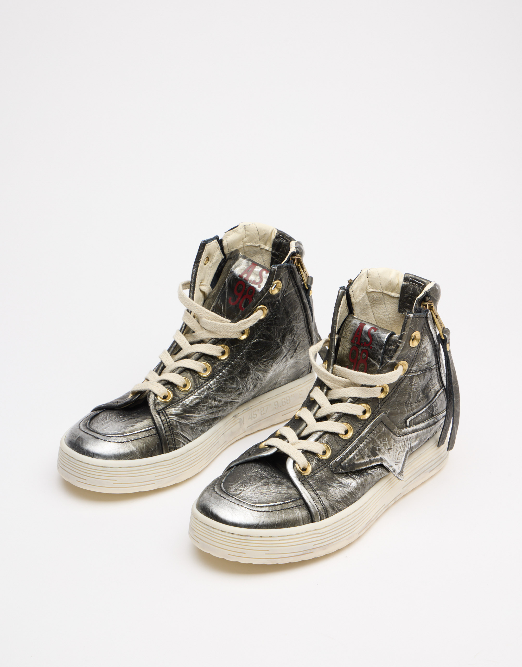 נעלי נשים - A.S. 98 - סניקרס גבוהות ASZEPPA - אפור מטאלי4