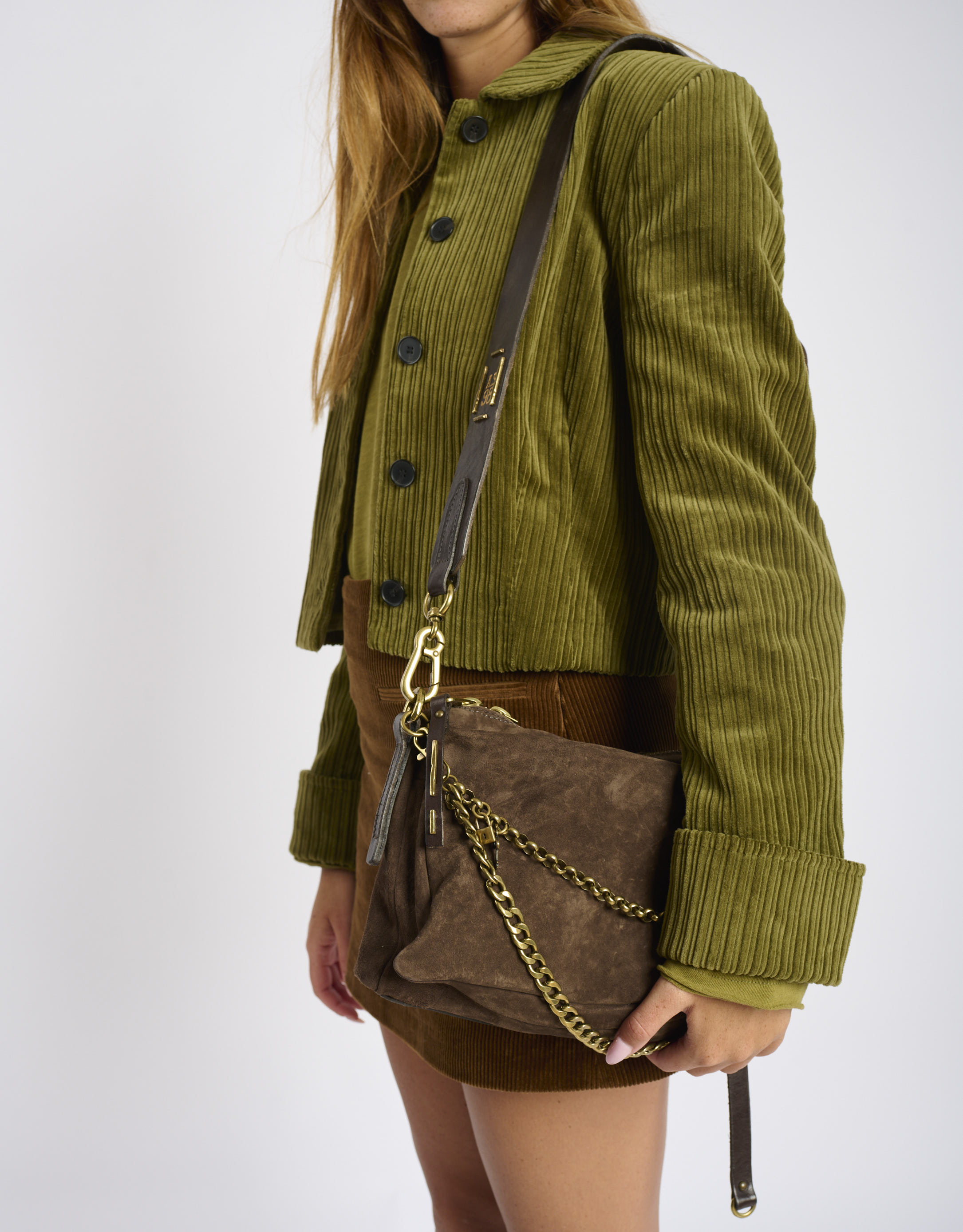 נעלי נשים - A.S. 98 - תיק זמש עם נרתיק MONA - חום כהה1