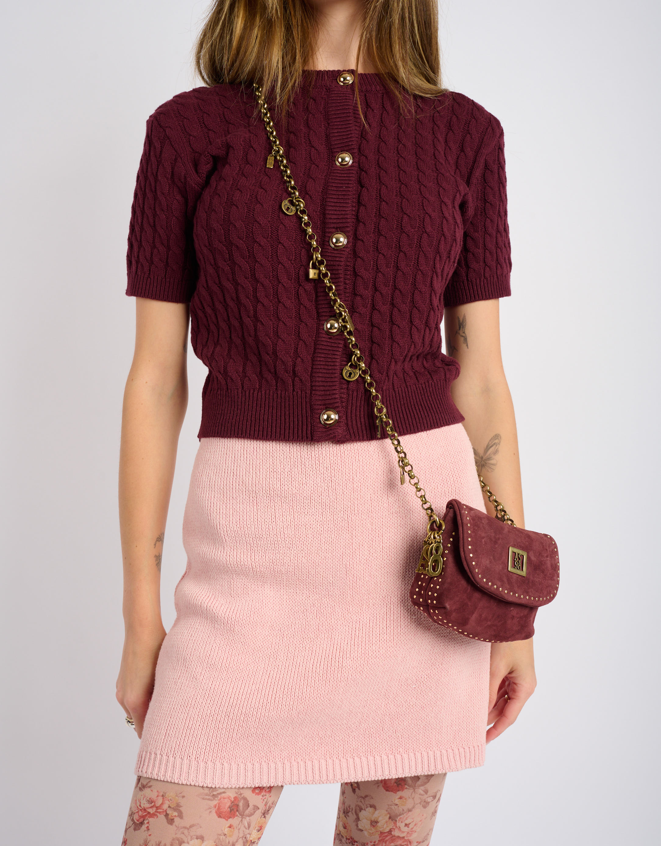 נעלי נשים - A.S. 98 - MAGGIA תיק ארנק קטן מזמש - בורדו1