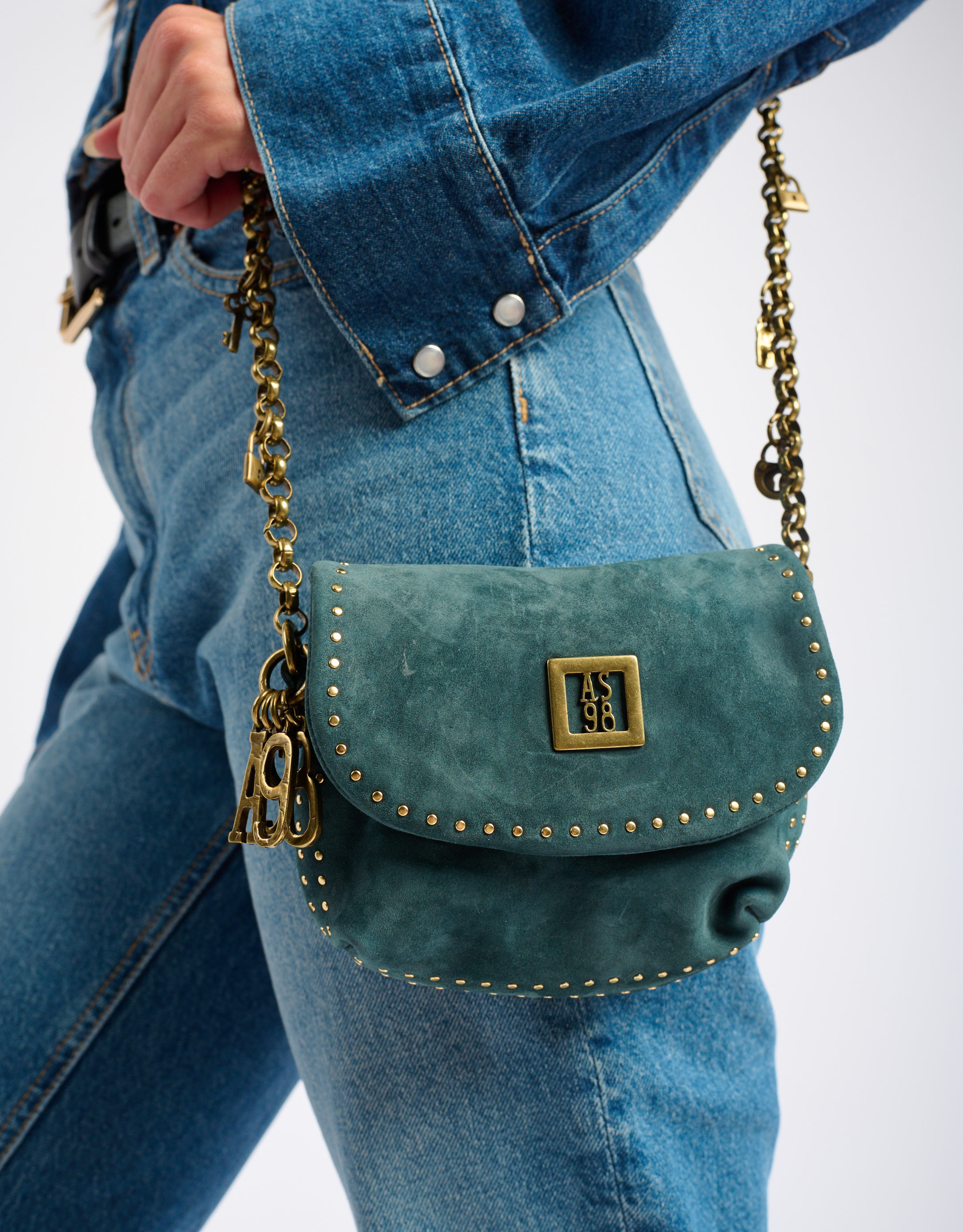 נעלי נשים - A.S. 98 - MAGGIA תיק ארנק קטן מזמש - פטרול1