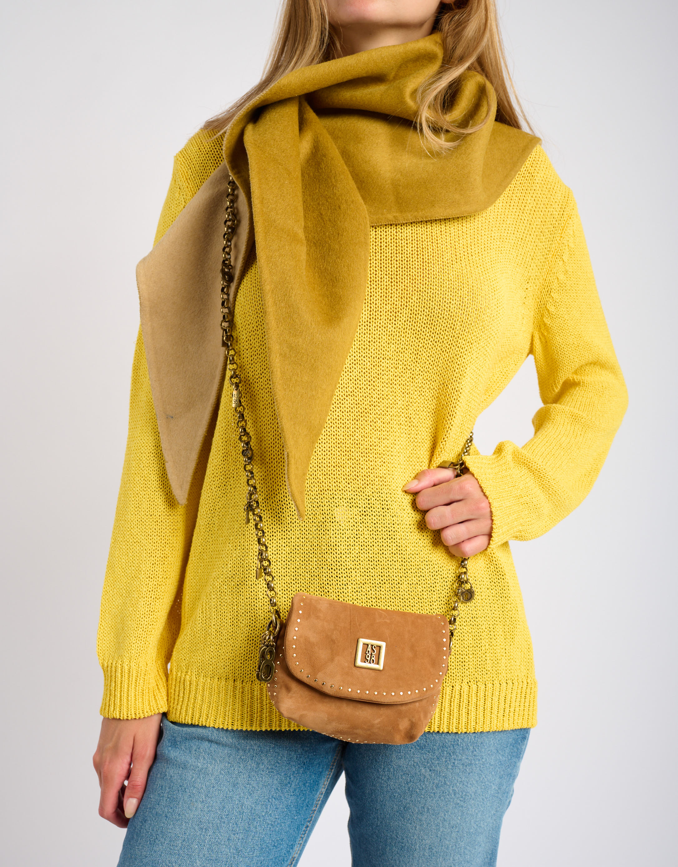 נעלי נשים - A.S. 98 - MAGGIA תיק ארנק קטן מזמש - קאמל3