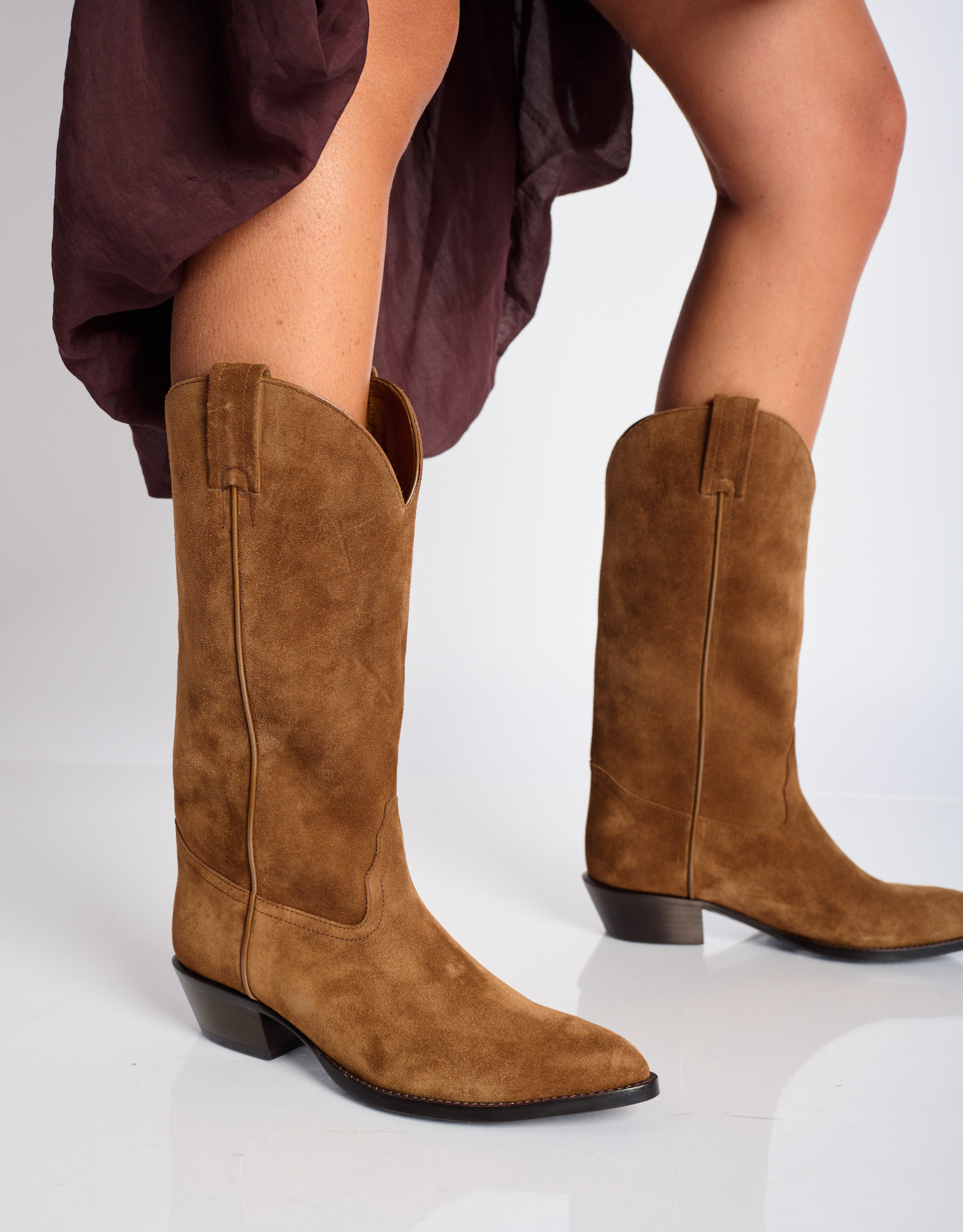 נעלי נשים - Jeffrey Campbell - מגפי בוקרים  HOMESTEAD - חום בהיר2