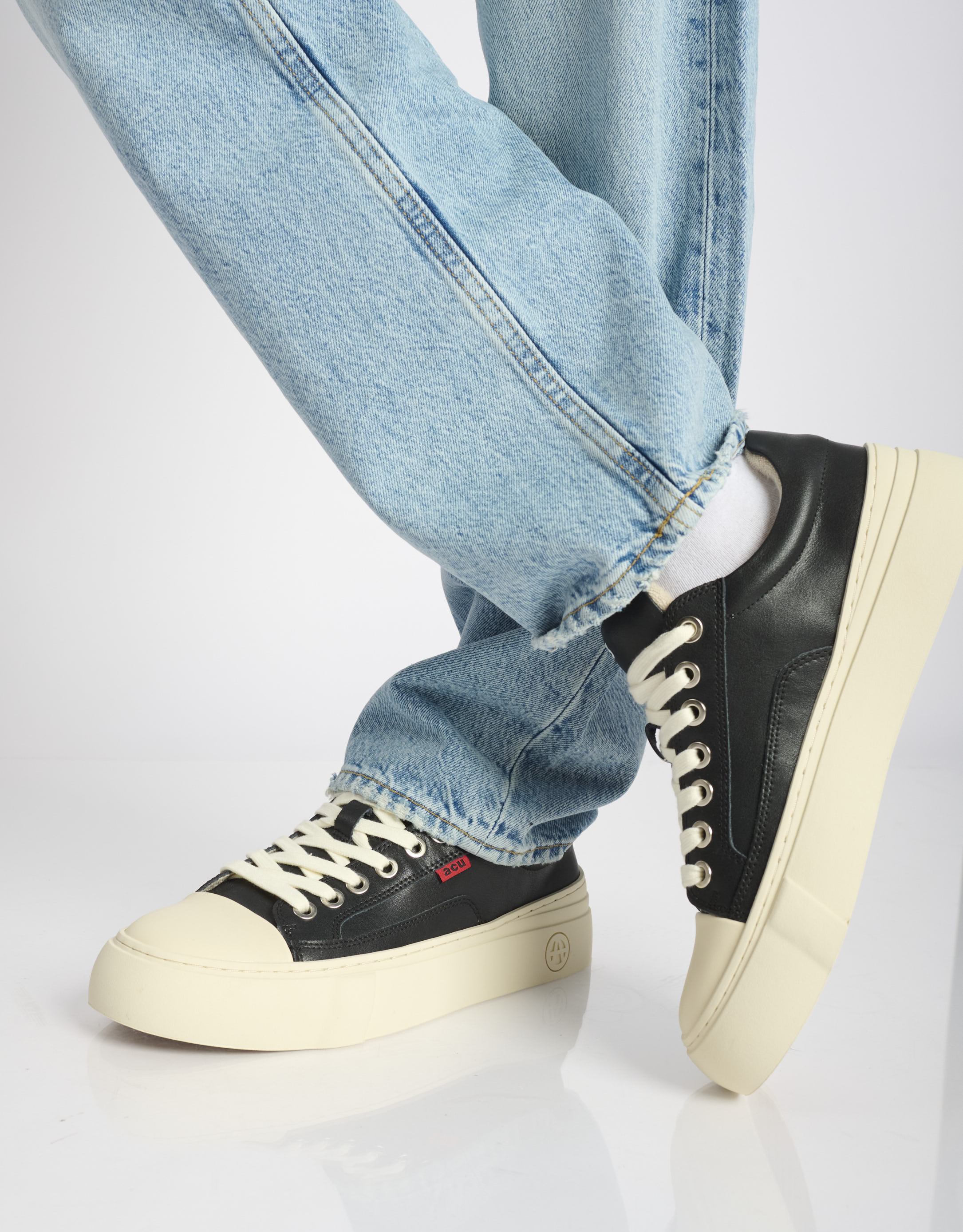 נעלי גברים - Acupuncture - סניקרס דמוי עור AFC - שחור4