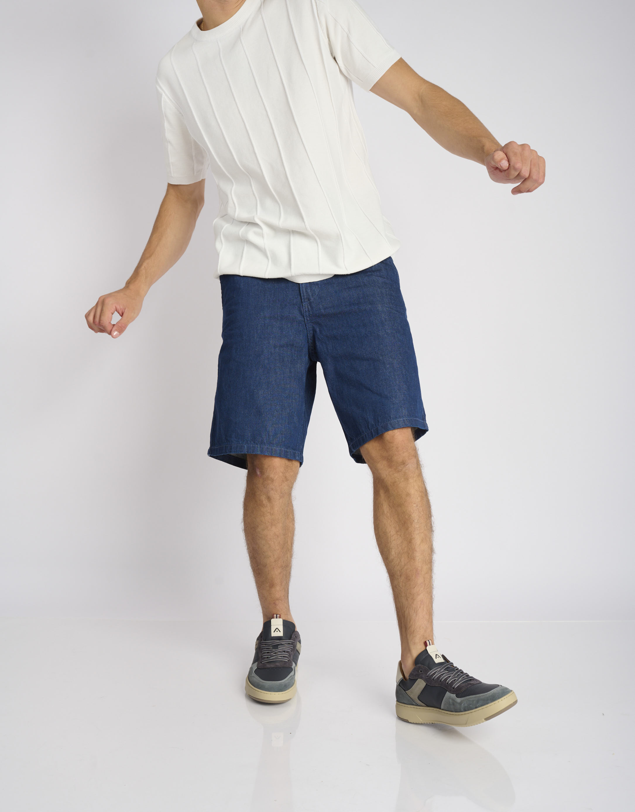 נעלי גברים -  - סניקרס עור AKTIF - כחול   אפור1