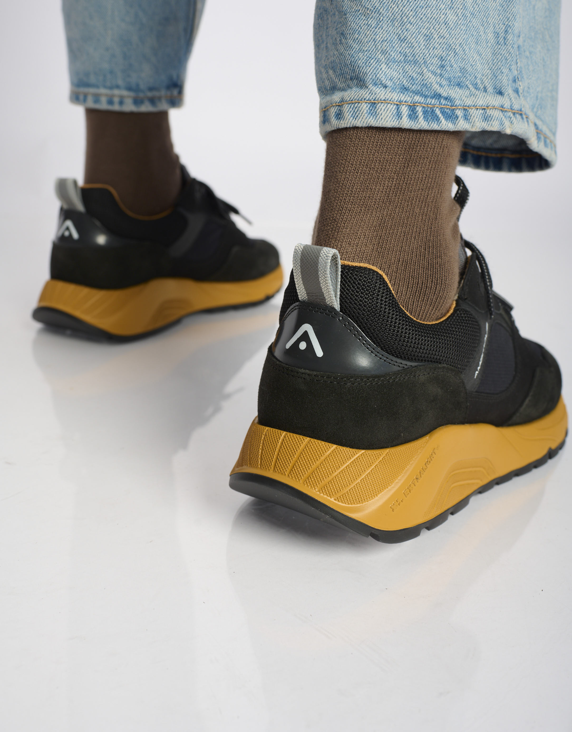 נעלי גברים -  - סניקרס זמש ובד STRIDER - שחור כתום3