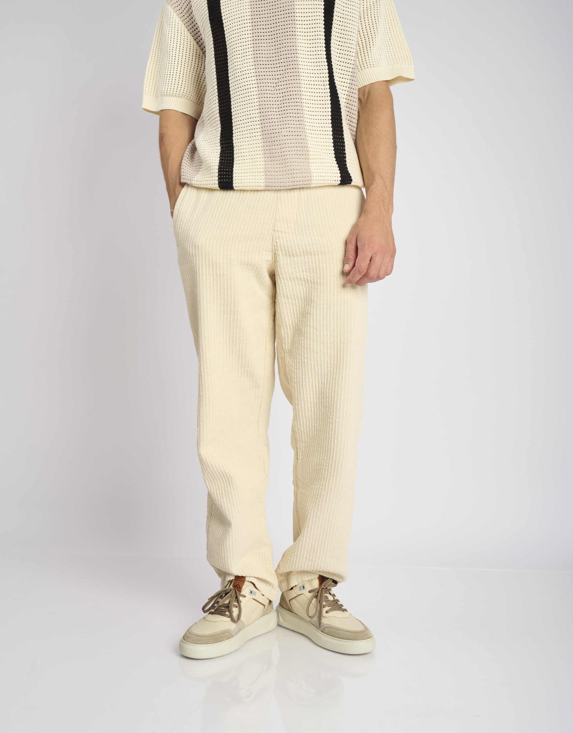 נעלי גברים -  - סניקרס עור משולבות KIT - בז'2