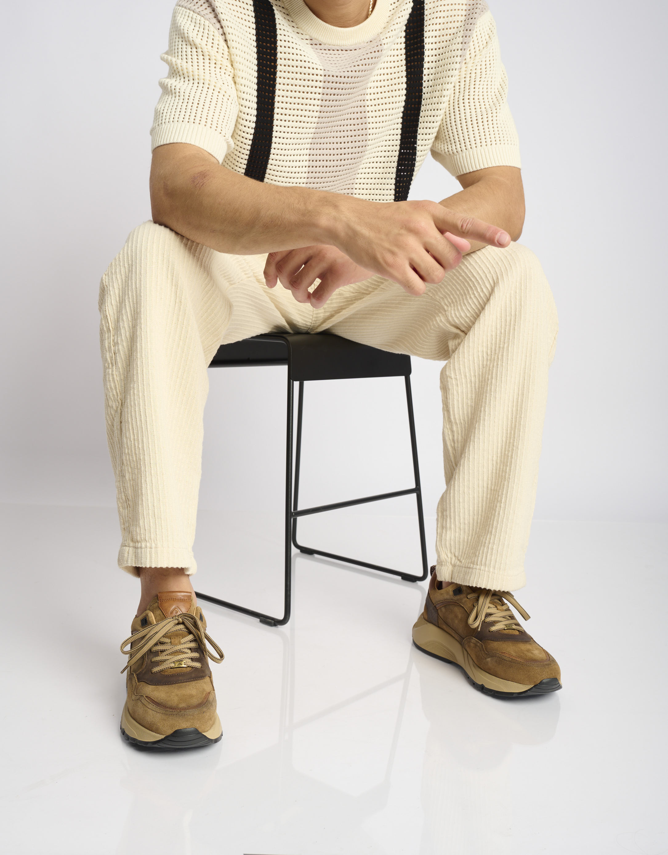 נעלי גברים -  - סניקרס עור STRIDER - חום3