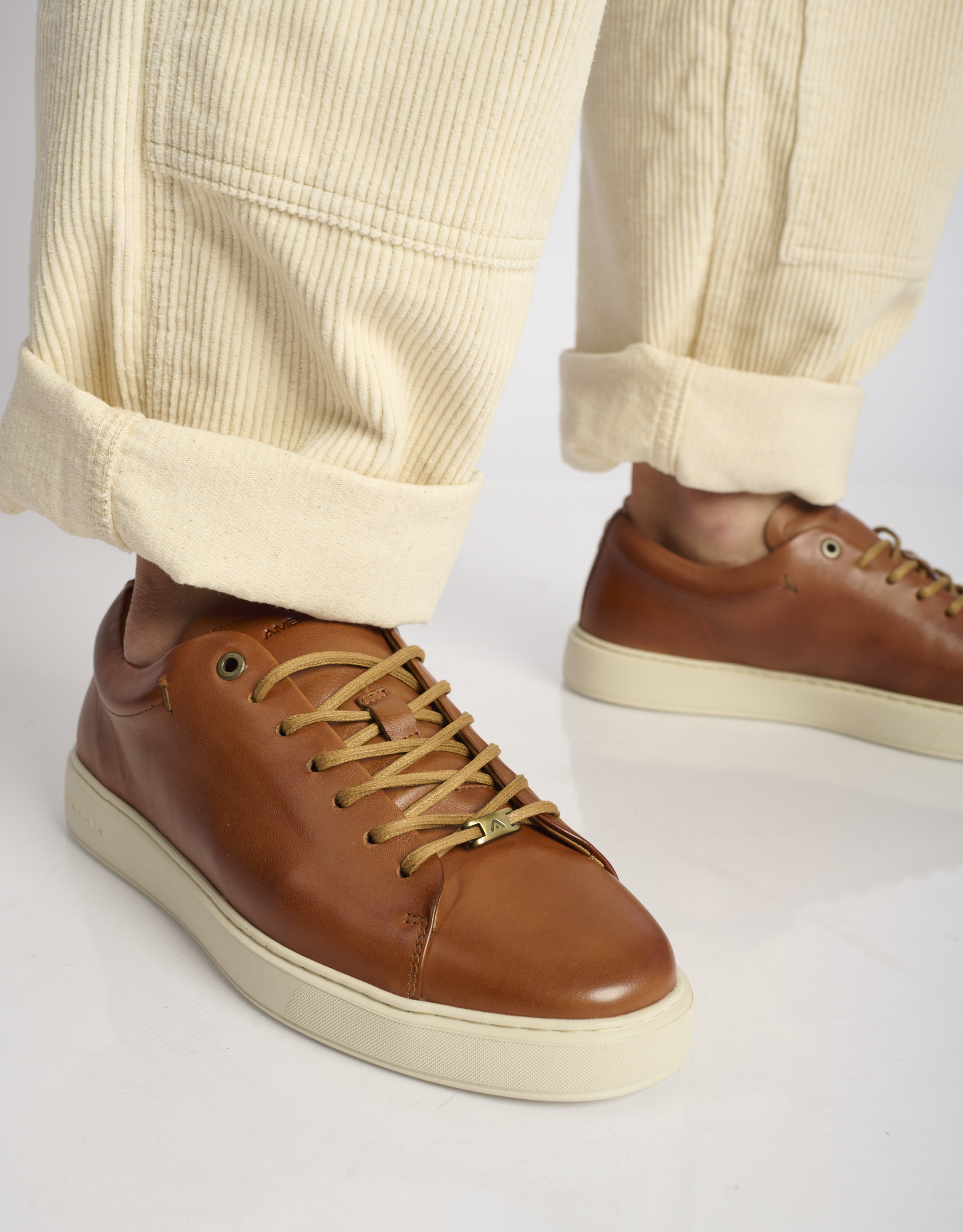 נעלי גברים -  - סניקרס עור LEWIS - קאמל2