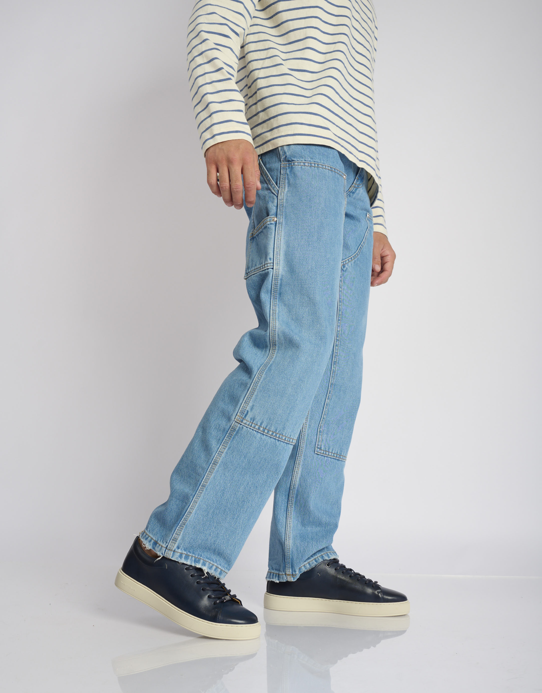 נעלי גברים -  - סניקרס עור LEWIS - כחול2