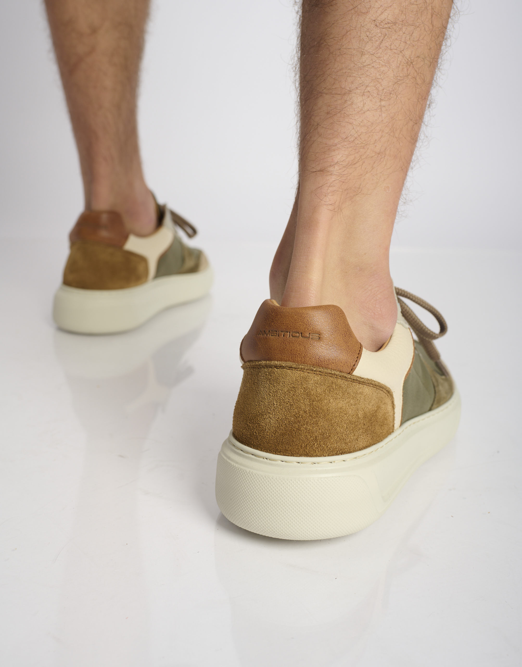 נעלי גברים -  - סניקרס עור משולבות KIT - חאקי4