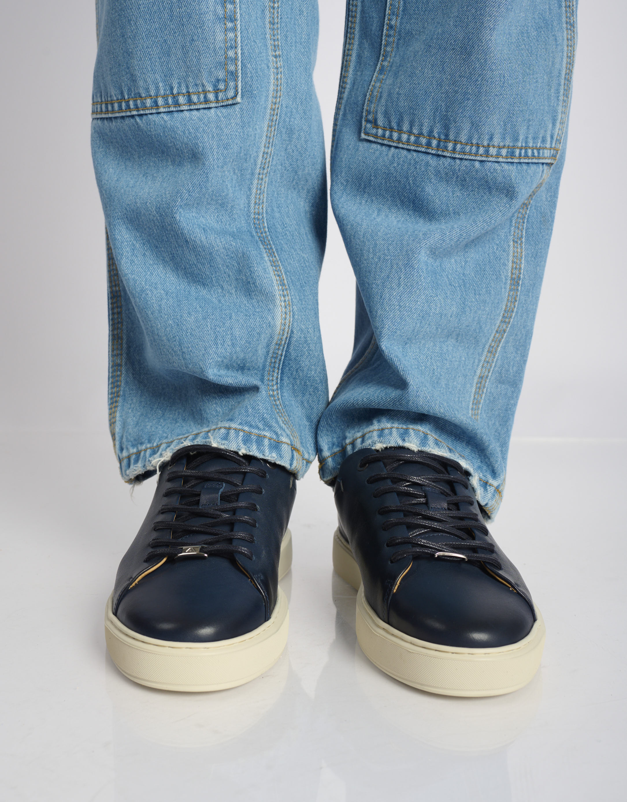 נעלי גברים -  - סניקרס עור LEWIS - כחול3