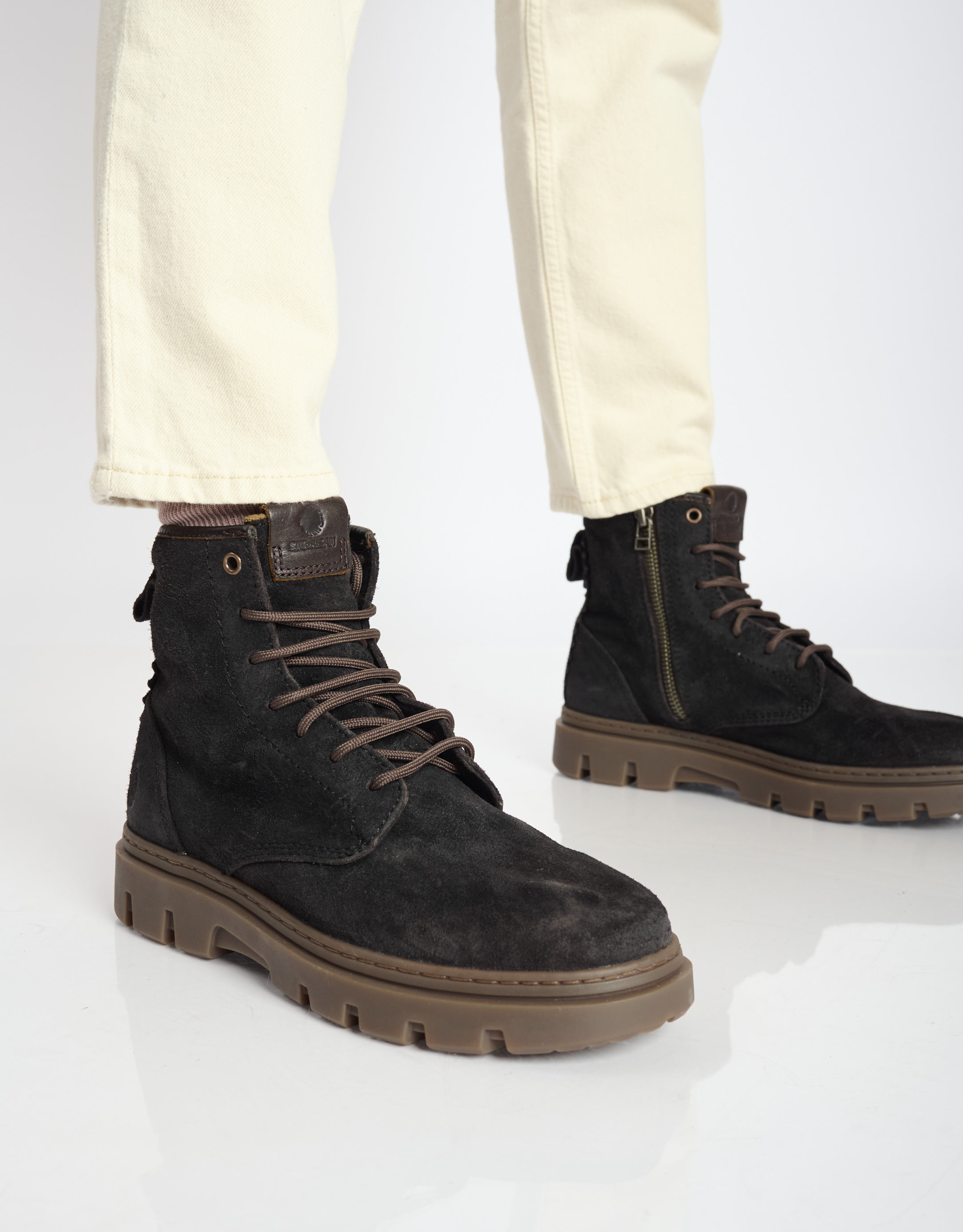 נעלי גברים - Satorisan - מגפונים עם שרוכים UNALOME - חום כהה3