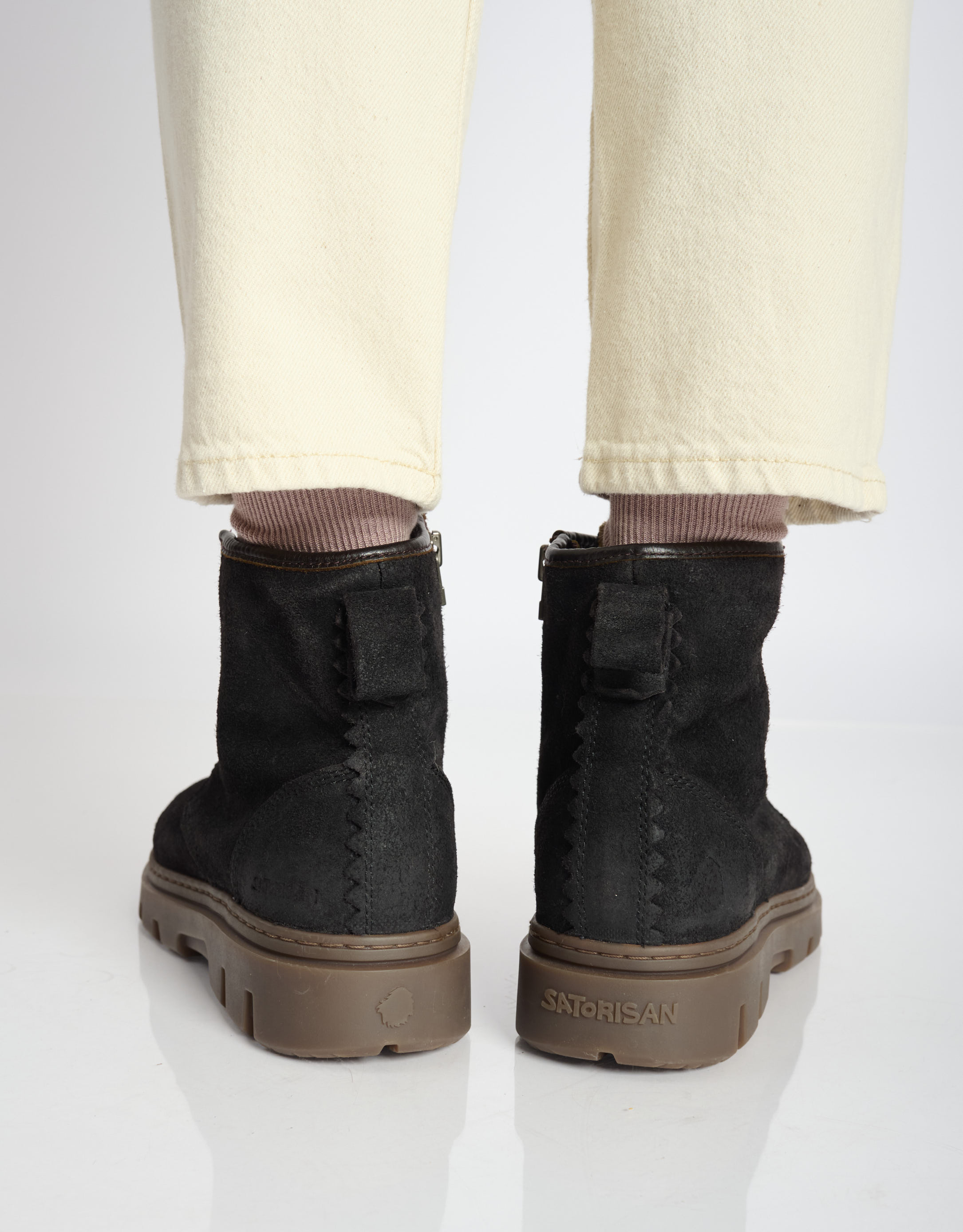 נעלי גברים - Satorisan - מגפונים עם שרוכים UNALOME - חום כהה4