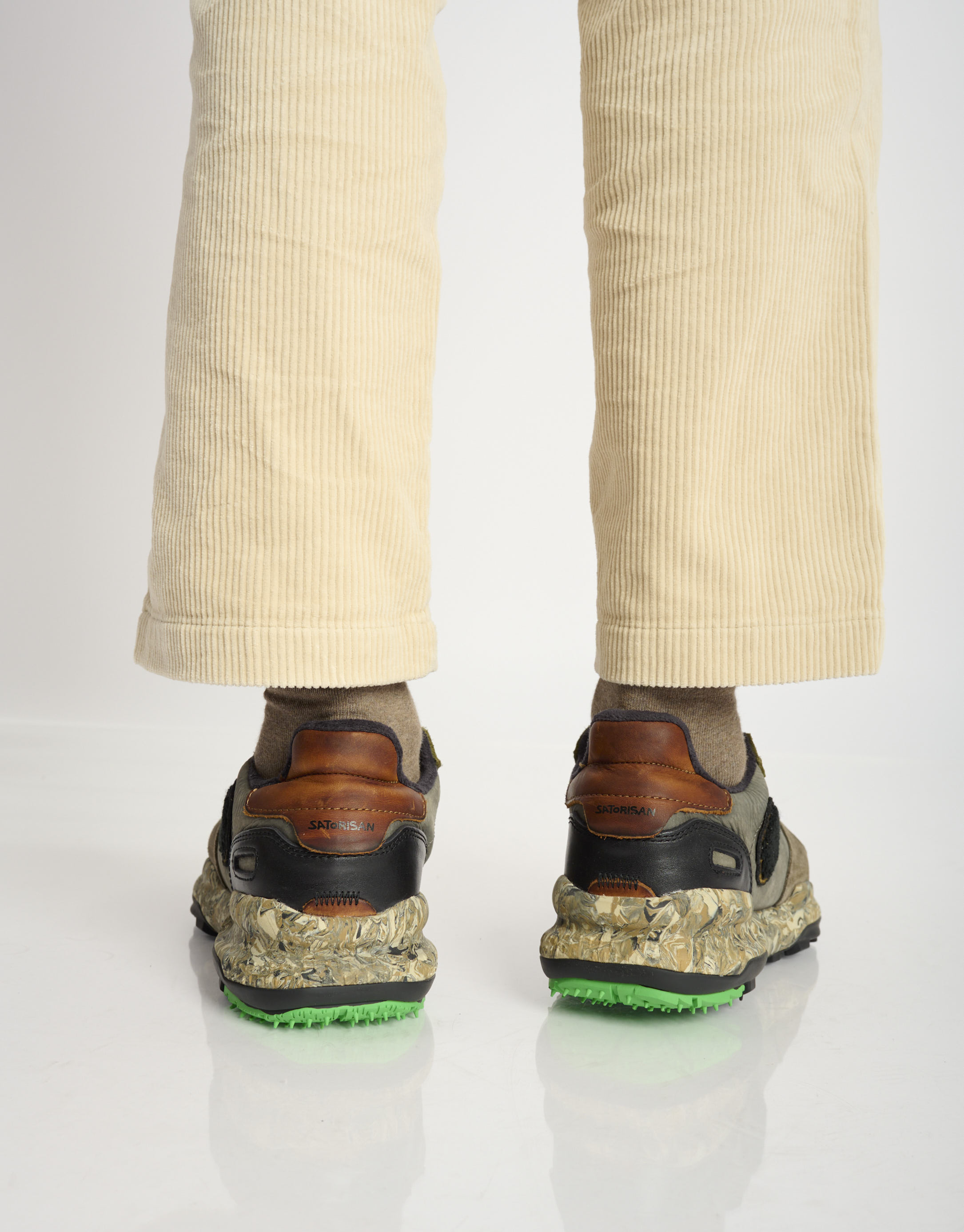 נעלי גברים - Satorisan - סניקרס עור CHACRONA - חאקי   אפור4