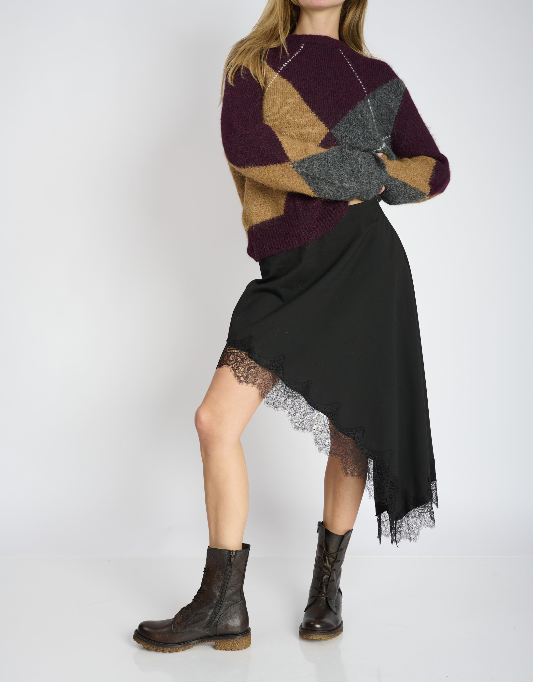 נעלי נשים -  - מגפונים עם שרוכים CASTER - חום2