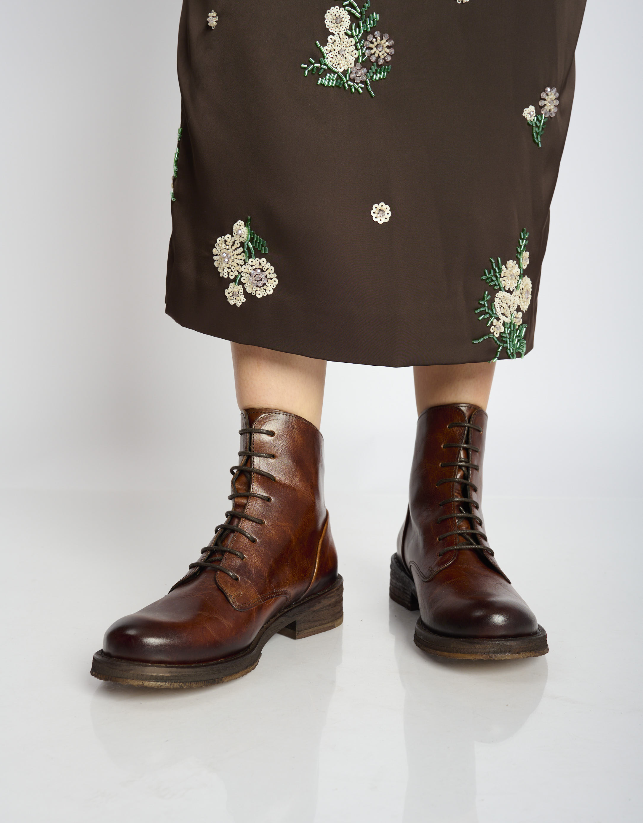 נעלי נשים -  - מגפונים עם שרוכים COOPER - חום כהה4