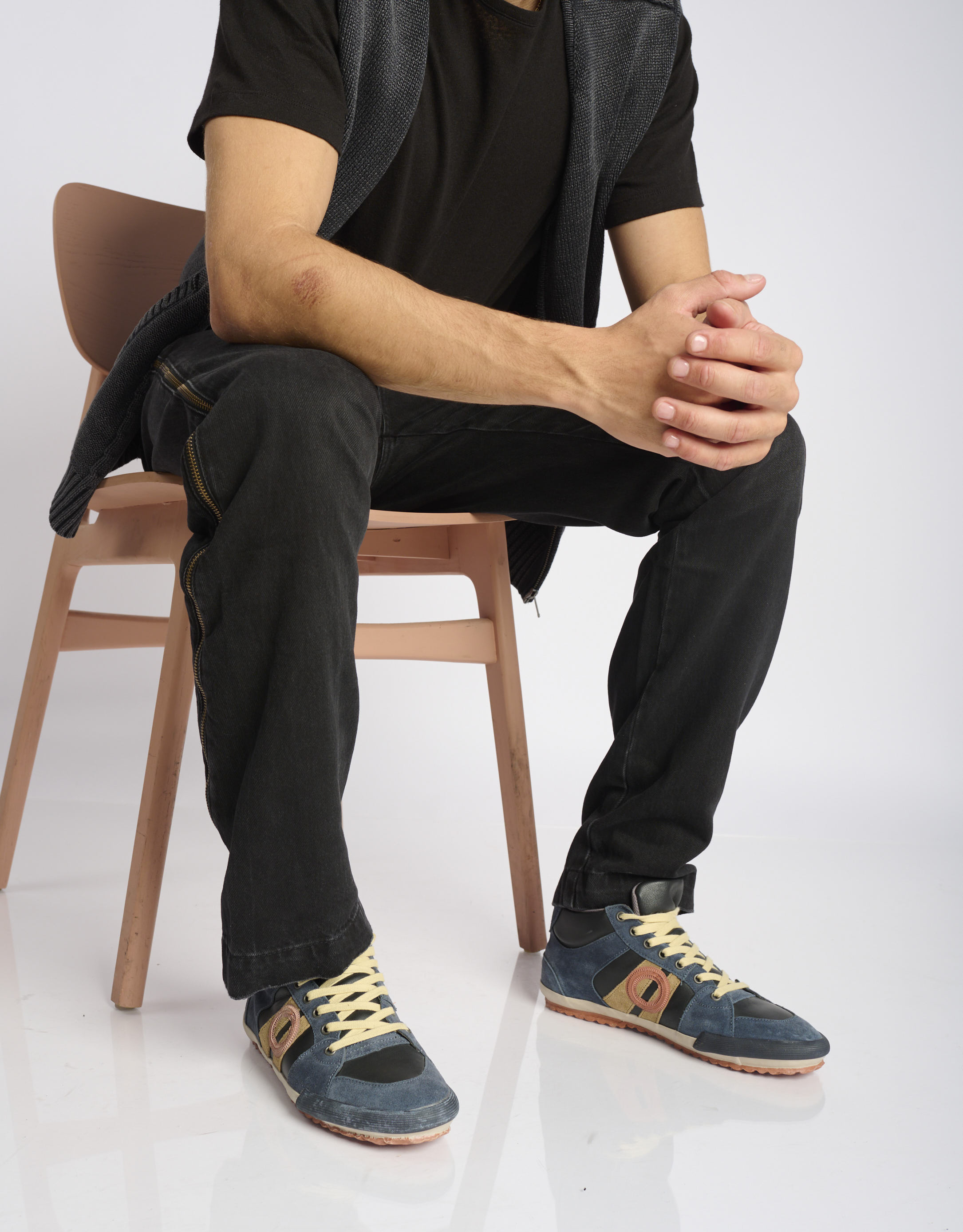 נעלי גברים - Aro - סניקרס גבוהות מעור IDO - כחול1